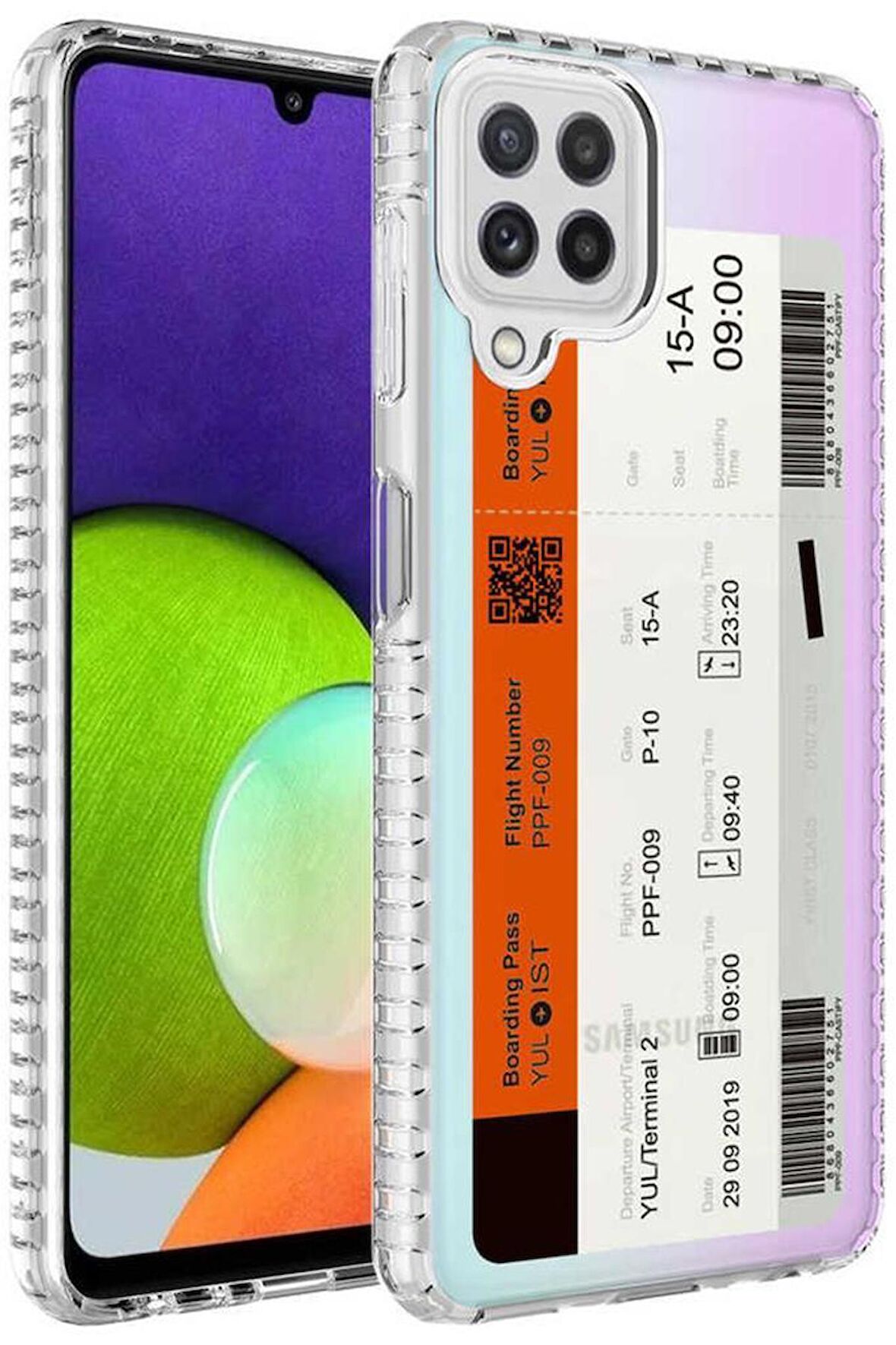 Galaxy M22 Kılıf Airbag Kenarlı Renkli Desenli Elegans Silikon