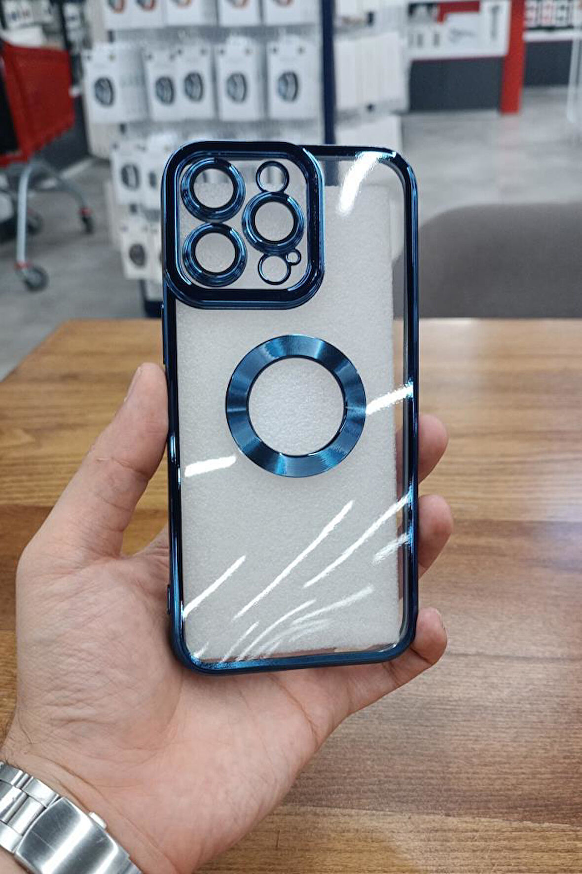 iPhone 15 Pro Max Kılıf Köşeleri Renkli Şeffaf Kamera Korumalı Silikon Luxury Kapak