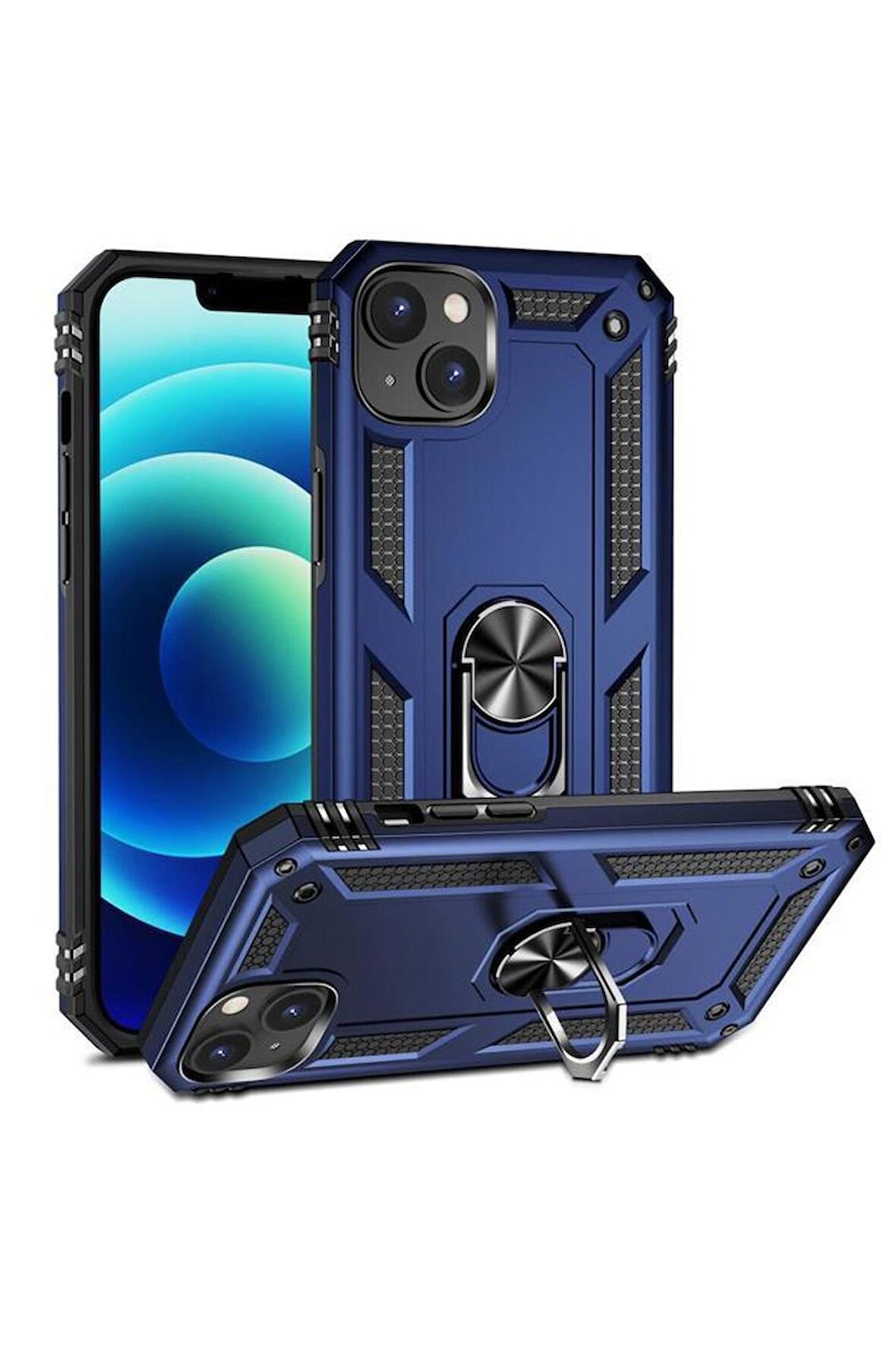 iPhone 15 Kılıf Yüzüklü Standlı Manyetikli Armor Zırh