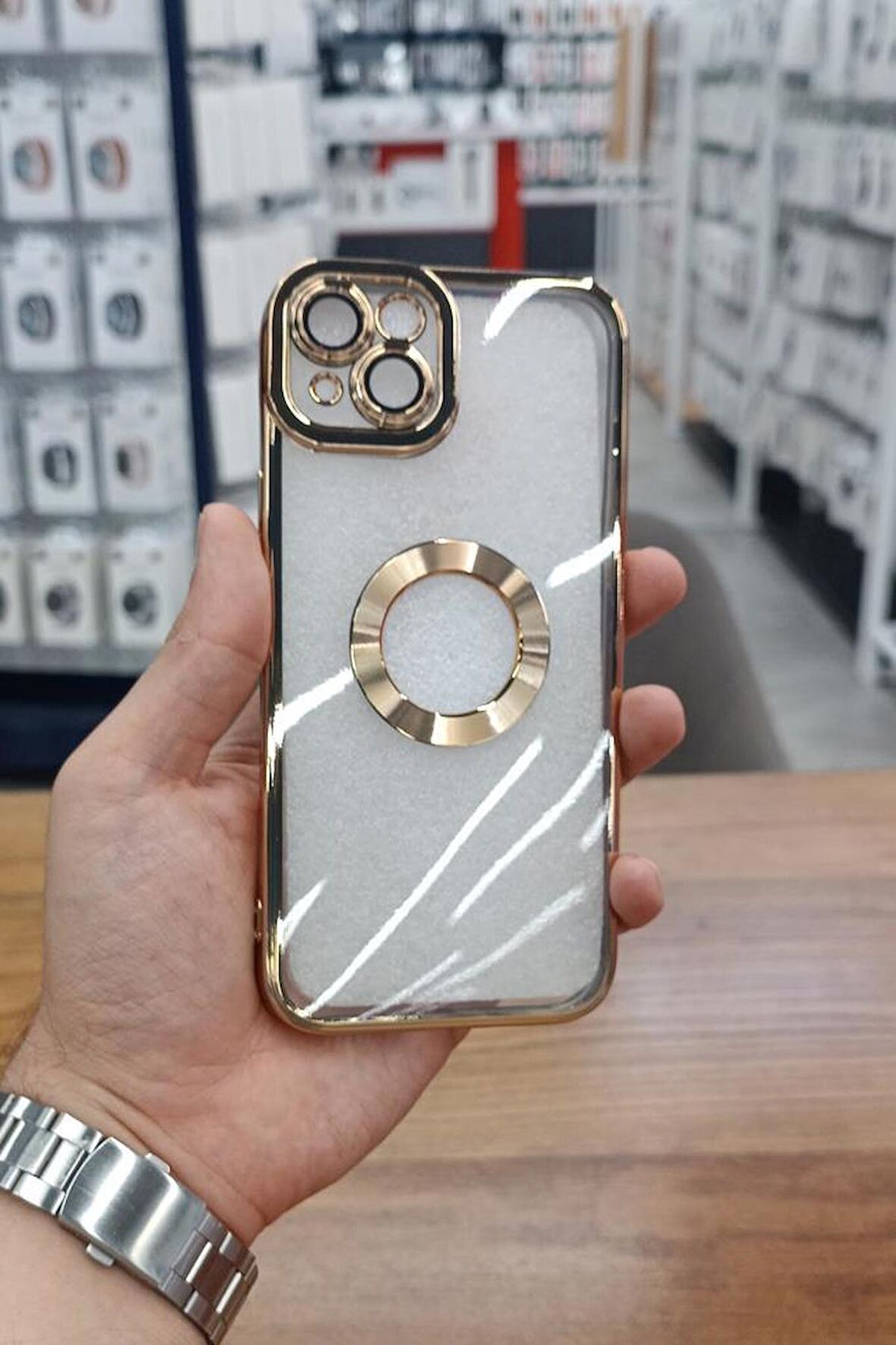 iPhone 15 Kılıf Köşeleri Renkli Şeffaf Kamera Korumalı Silikon Luxury Kapak