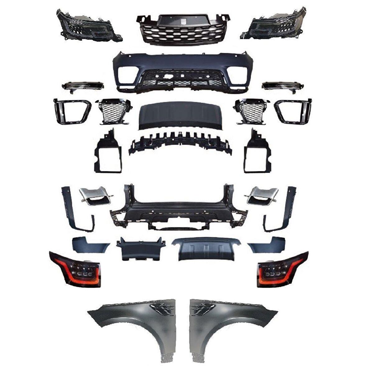Range rover sport 2019 lci dönüşüm body kit seti full 2013 / 2017