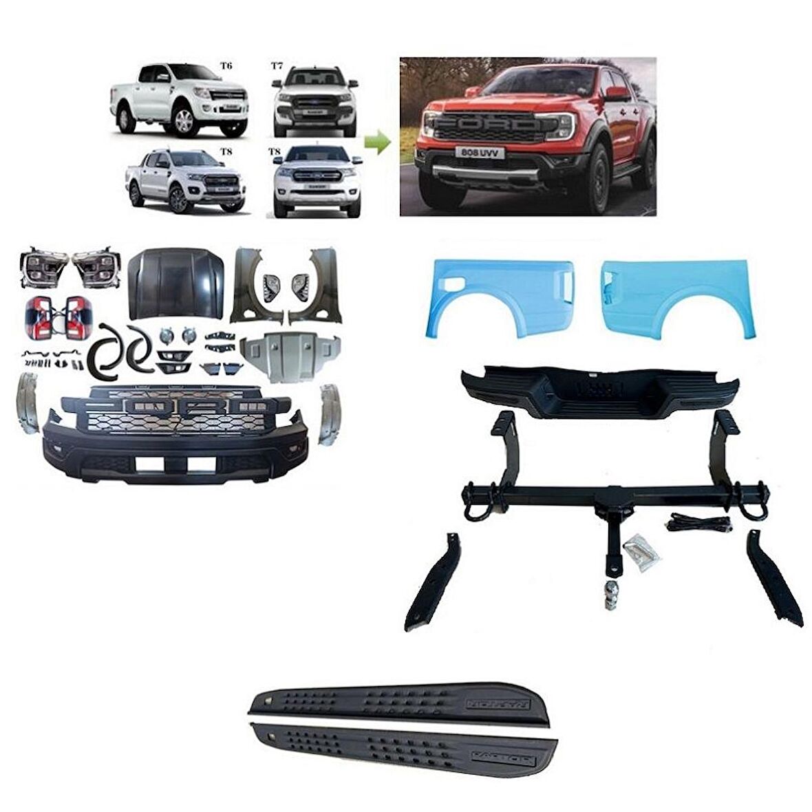 Ford ranger t6 t7 t8 dönüşüm yükseltme kiti full t9 raptor