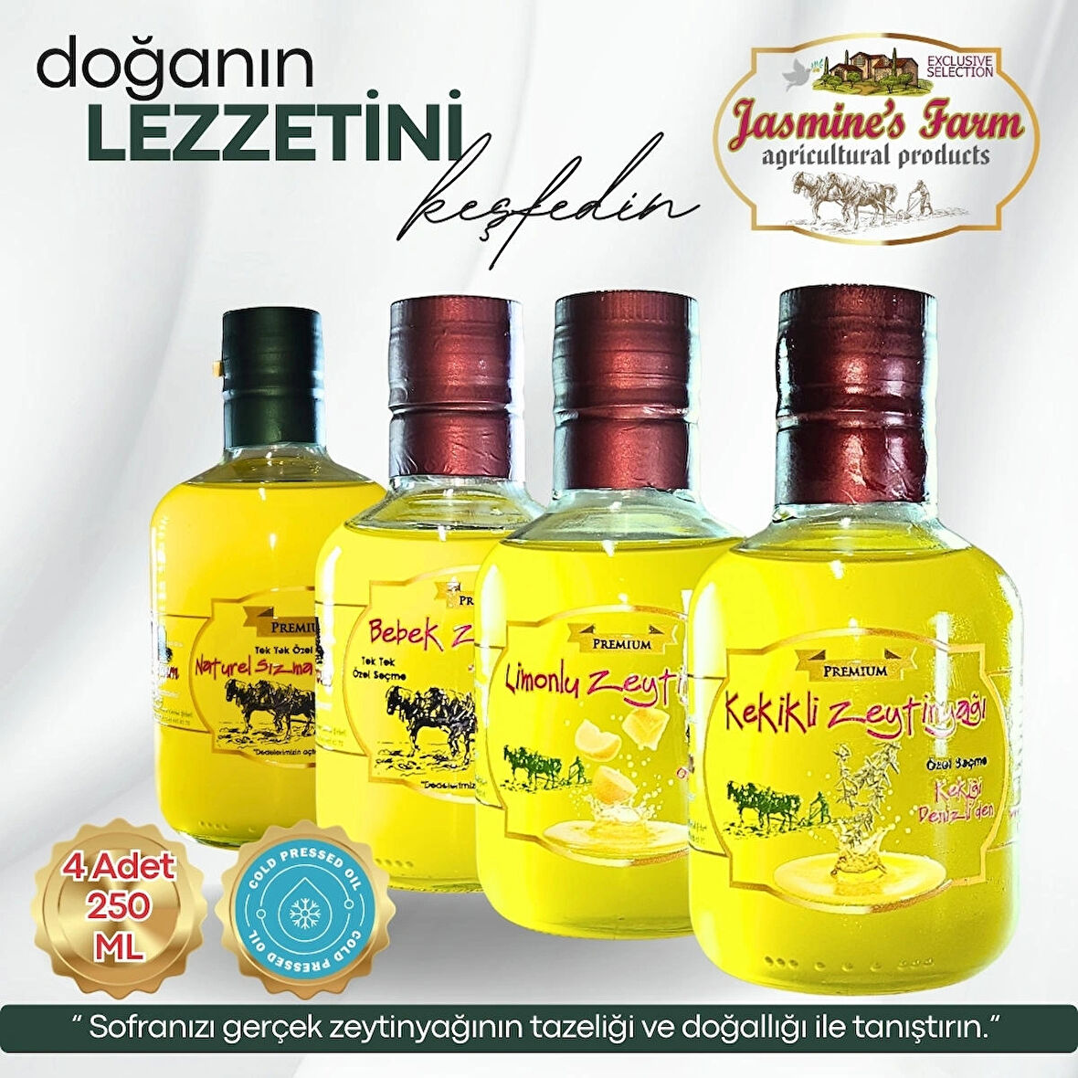Gurme Zeytinyağı Tadım Seti Ultra Premium 4X250ML - 224 mg/kg Polifenol