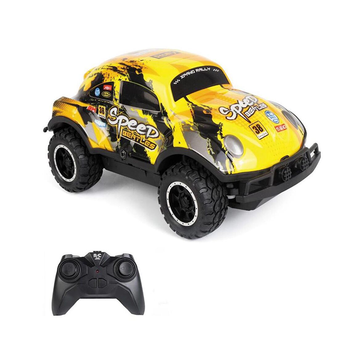 Gepettoys Full Fonksiyon LED Işıklı Gövde 1:24 Off Road Şarjlı Uzaktan Kumandalı Yarış Arabası Sarı