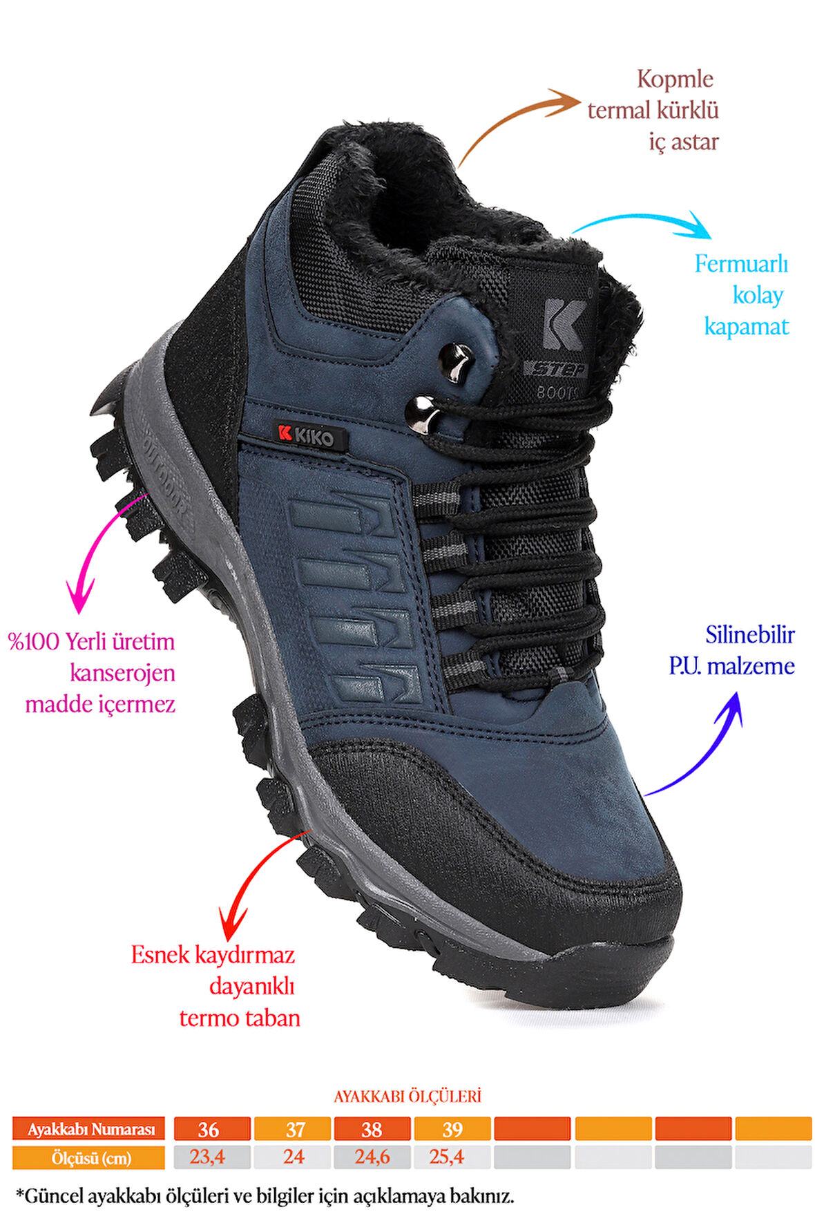 Kiko Kids Rune Günlük Fermuarlı Erkek Çocuk Bot Ayakkabı