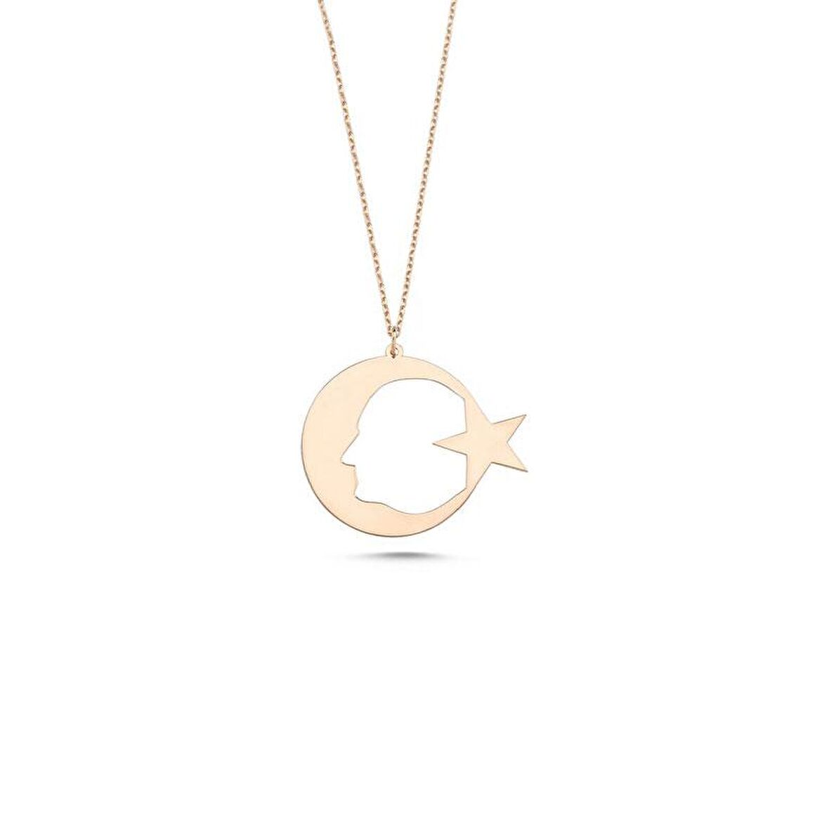 14 Ayar Sade Altın Atatürk Ayyıldız Kolye