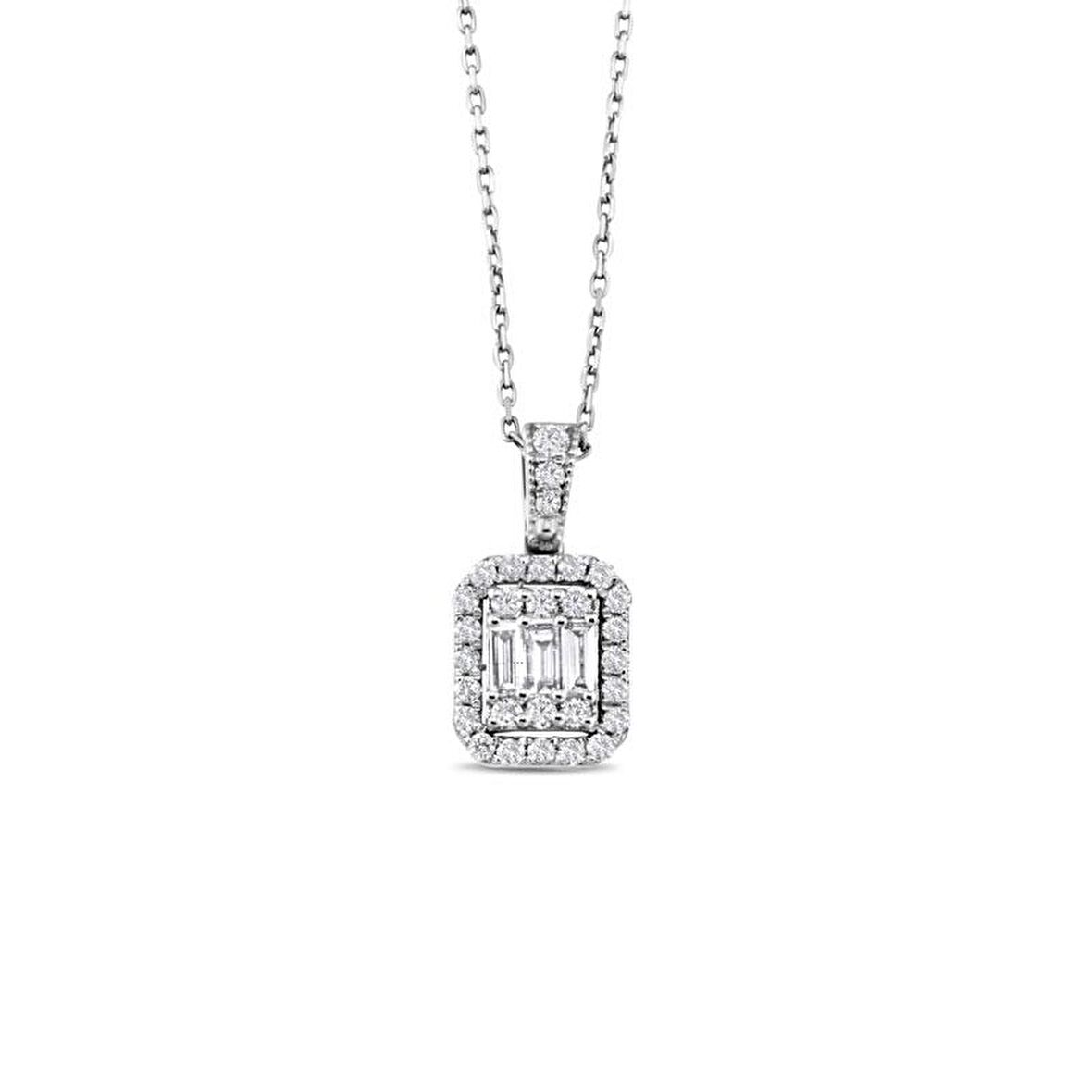 0.68ct Pırlanta Baget Kolye