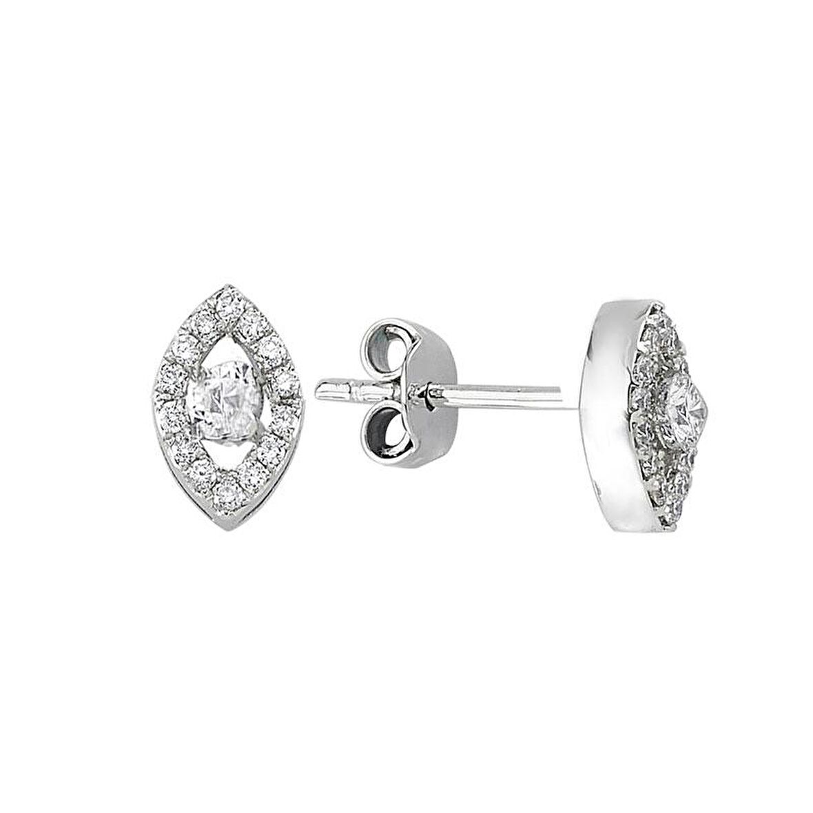 0.26ct Pırlanta Oval Model Tektaş Küpe