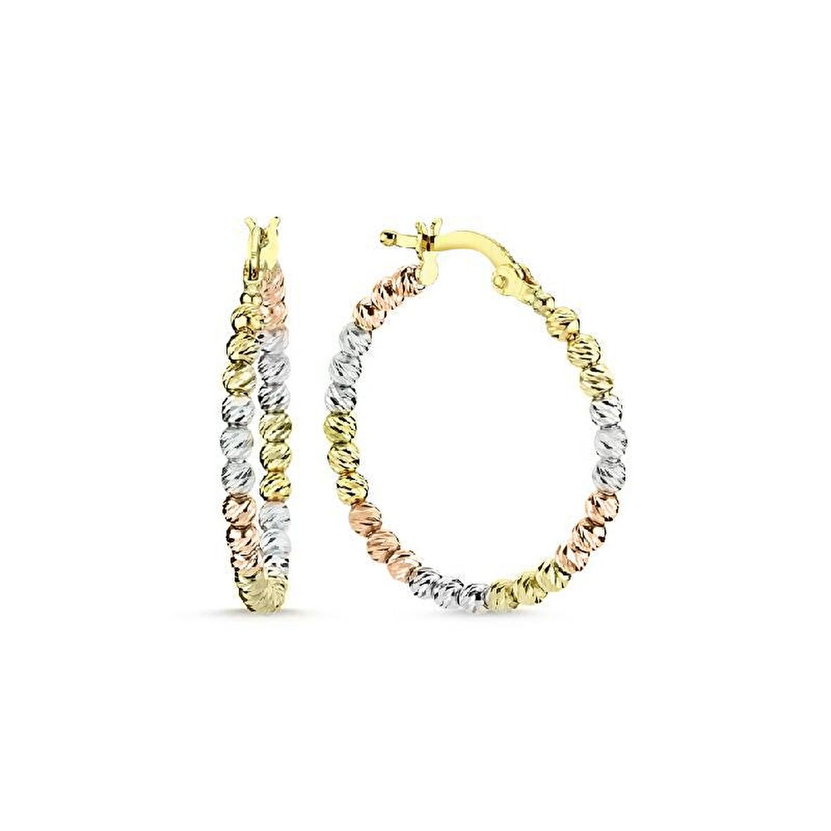 14k Altın Tek Sıra Dorika Halka Küpe