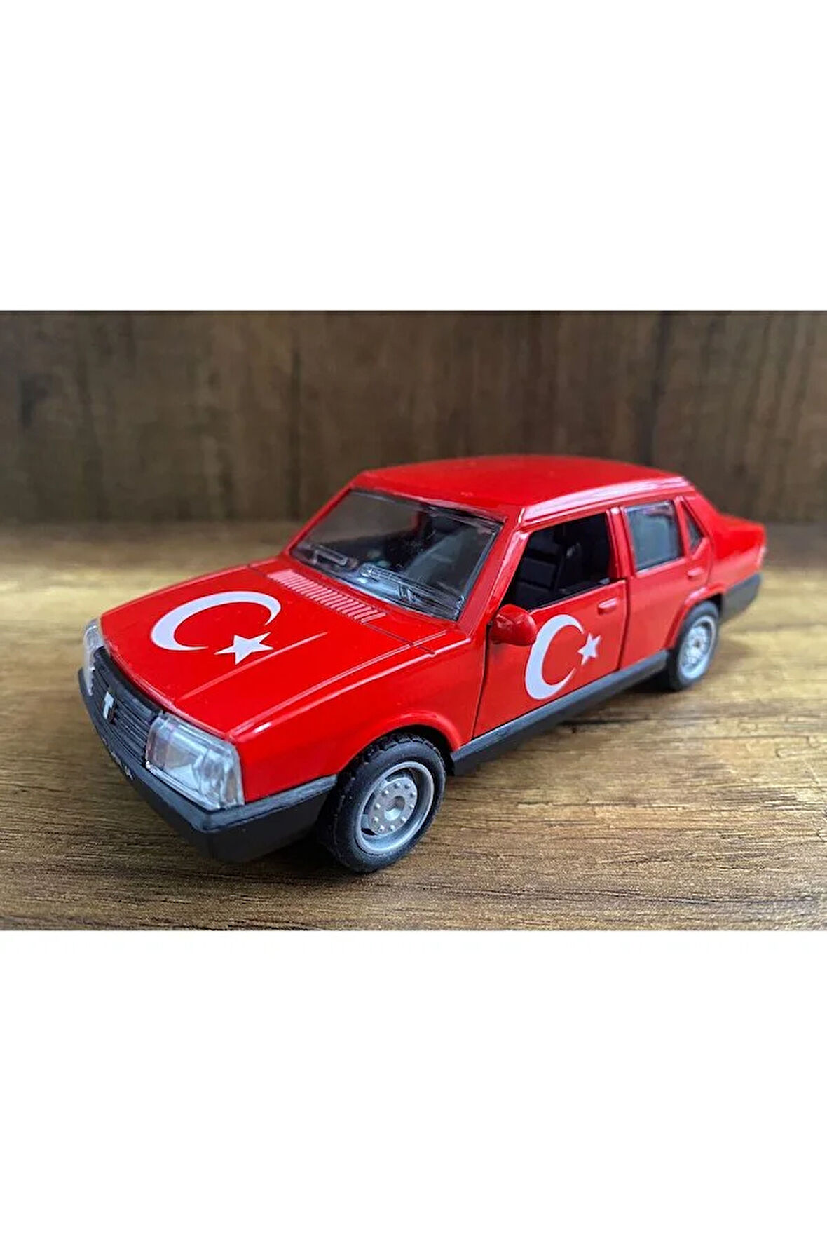 Tofaş Şahin 1/32 Ölçek Metal Araba Kırmızı Türk Bayraklı Oyuncak Tofaş Şahin Doğan Araba