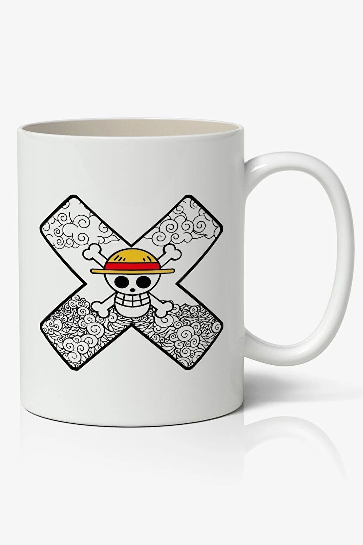 One Piece Logolu Anime Baskılı Beyaz Porselen Kupa Bardak