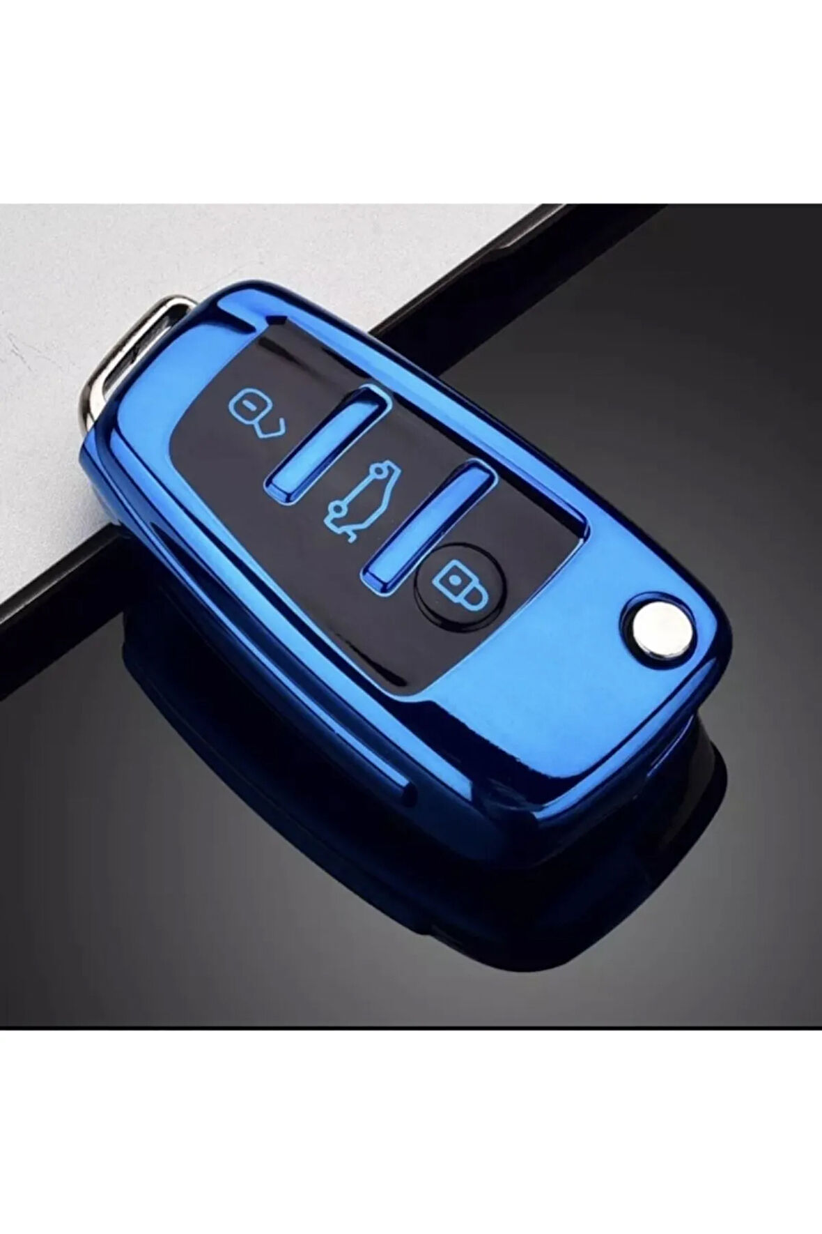 Audi S3 Anahtar Kılıfı Lüx Parlak Mavirenkli