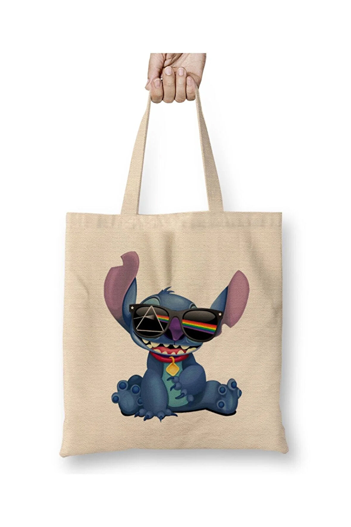 Dark Side Of Stitch Lilo And Stitch Beyaz Bez Çanta Uzun Saplı Alışveriş Çantası Plaj Çantası
