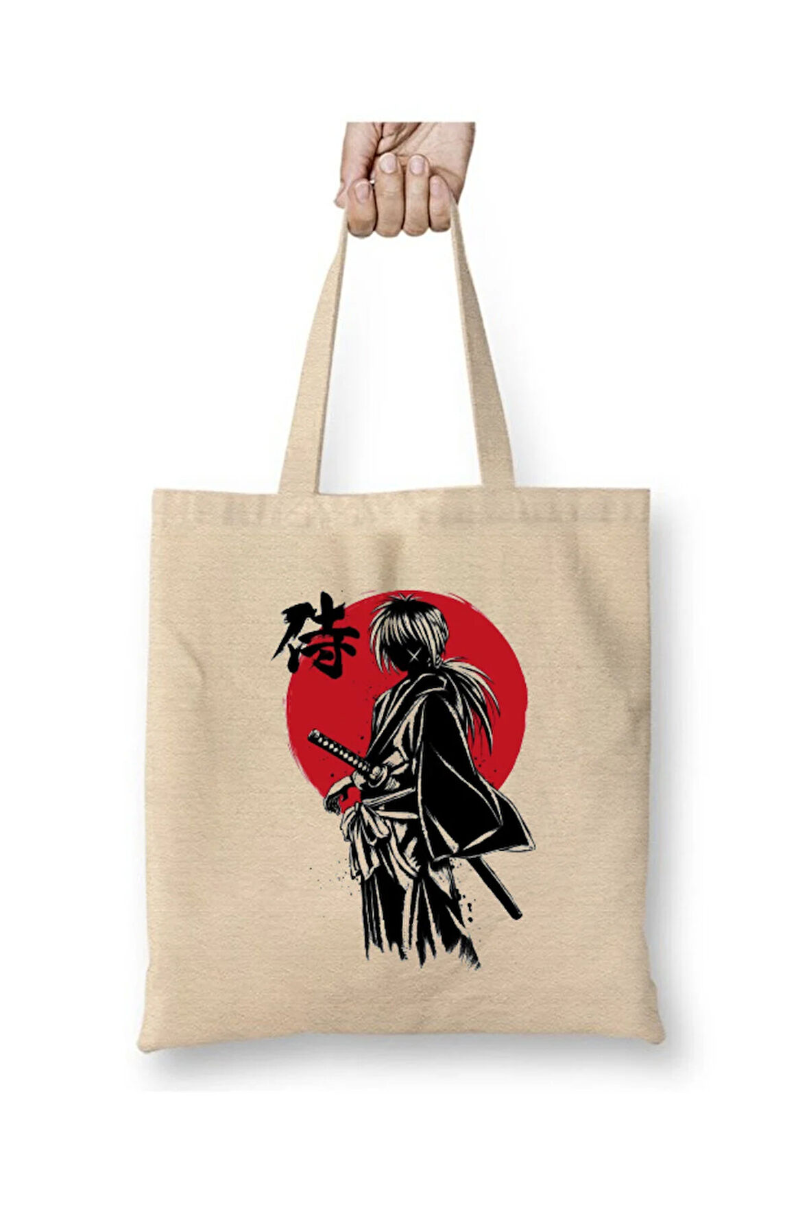 Rurouni Kenshin Kenshin Himura Beyaz Bez Çanta Uzun Saplı Alışveriş Çantası Plaj Çantası