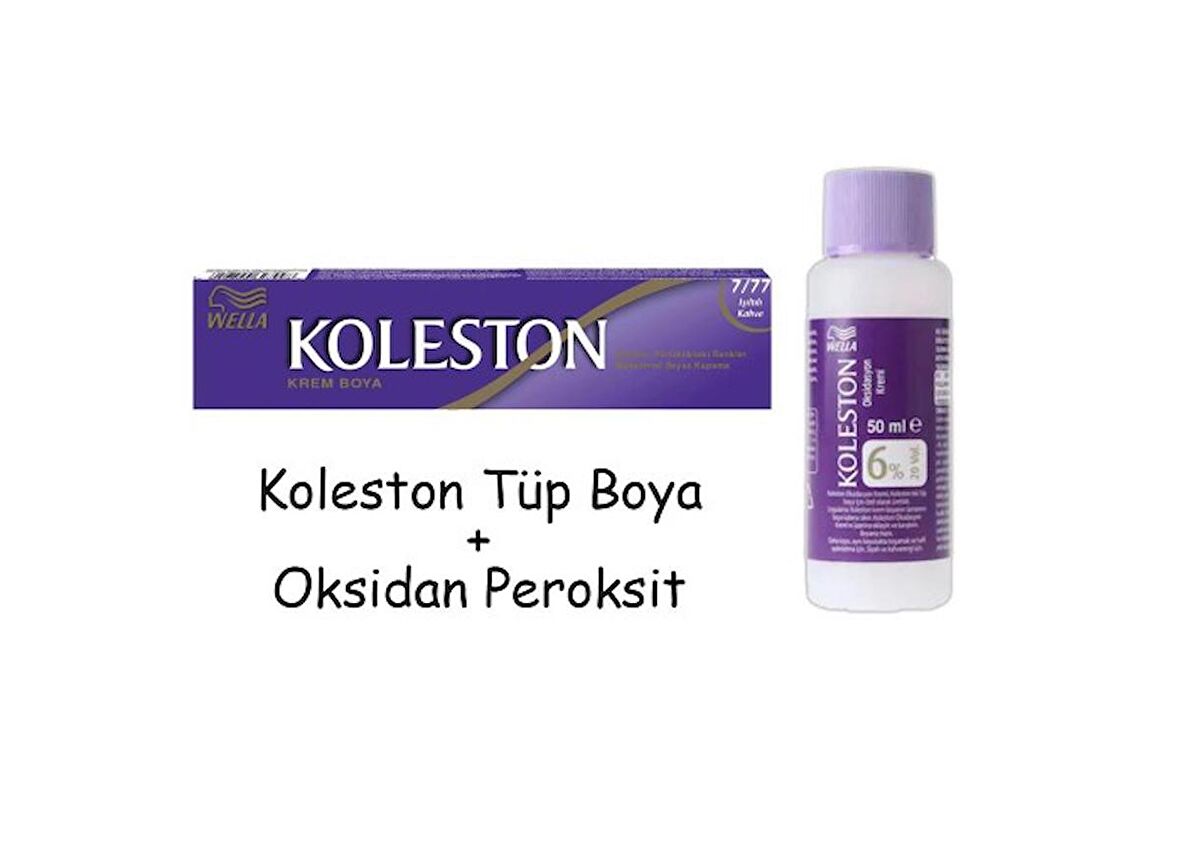 Koleston Tüp Boya 50 ml - 7.77 Işıltılı Kahve + 20 Vol Oksidan Peroksit