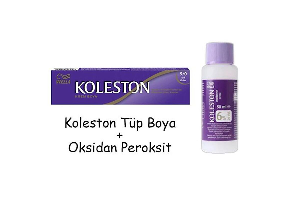 Koleston Tüp Boya 50 ml - 5.0 Açık Kahve + 20 Vol Oksidan Peroksit