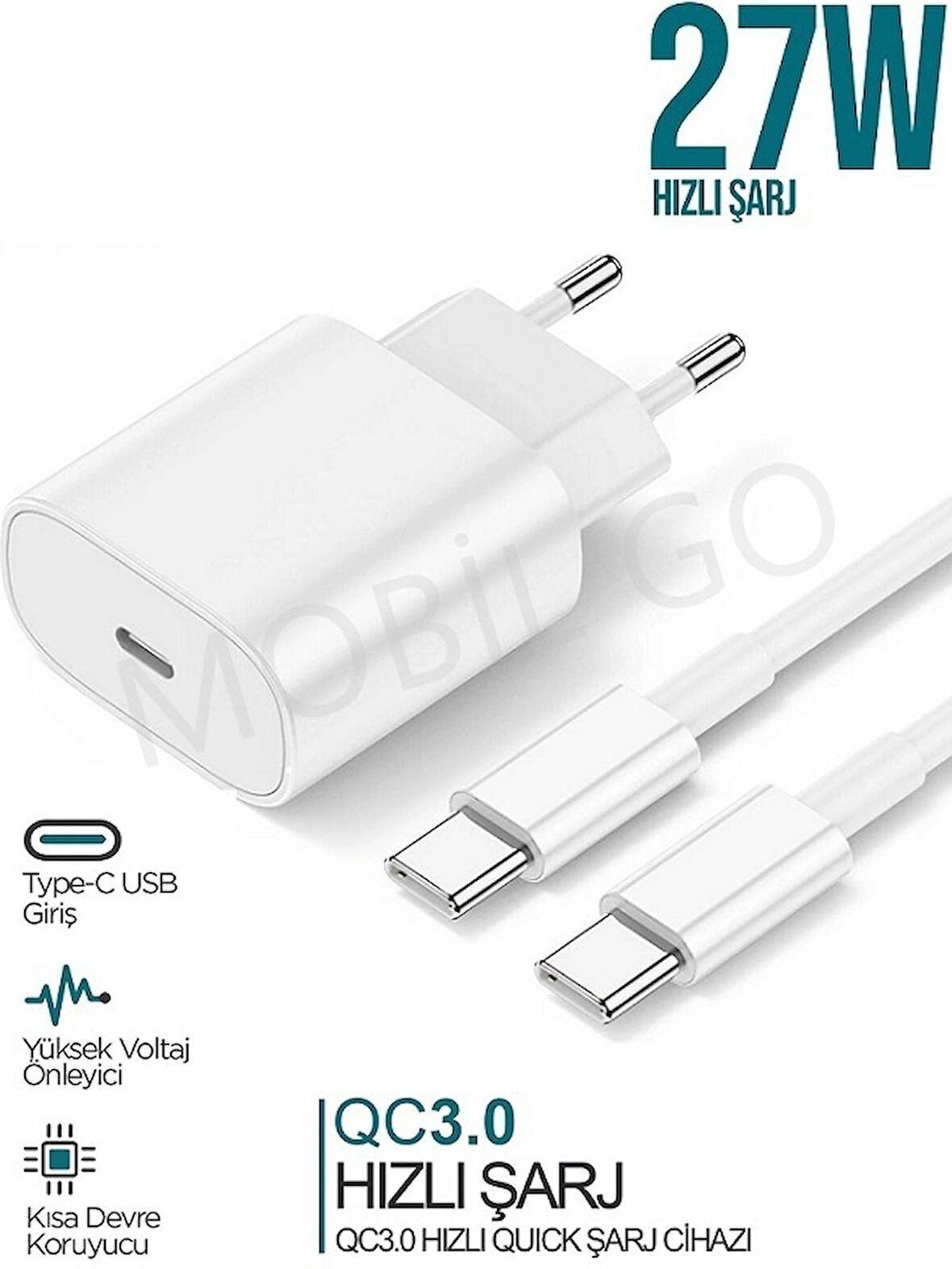 Samsung Galaxy S22 S23 S24 S25 Ultra ve iPhone 15-16 Pro Uyumlu 27W Hızlı Şarj Aleti