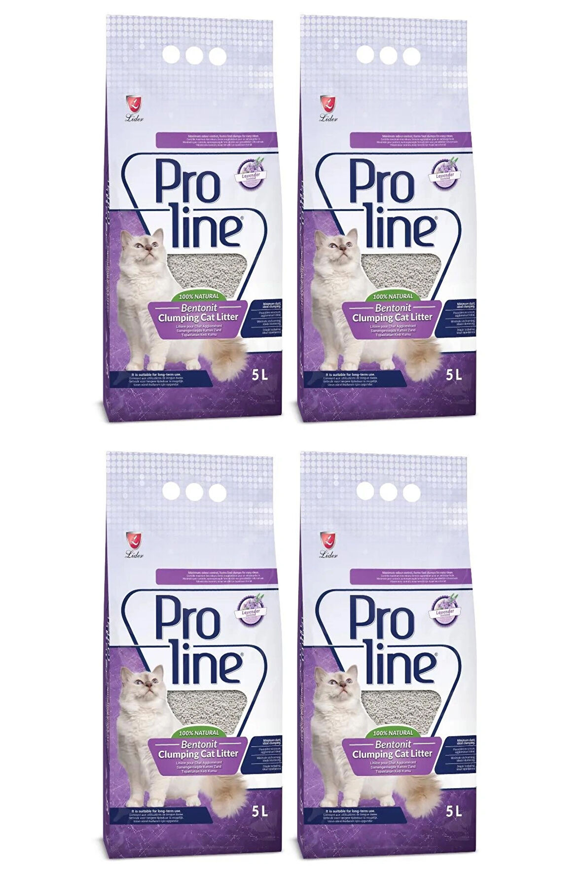 Proline Proline Lavanta Kokulu Bentonit Kedi Kumu 5 Lt. x 4 Adet