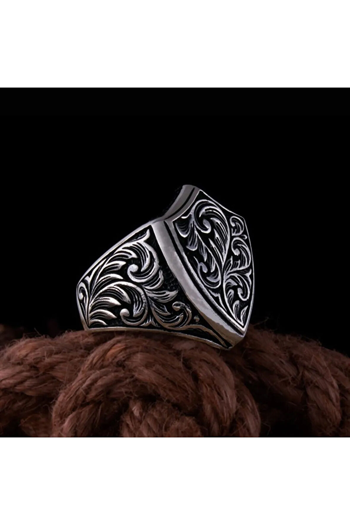 Erkek Gümüş Yüzük Ebruli Siyah Oniks Taşlı Erkek Gümüş Yüzük