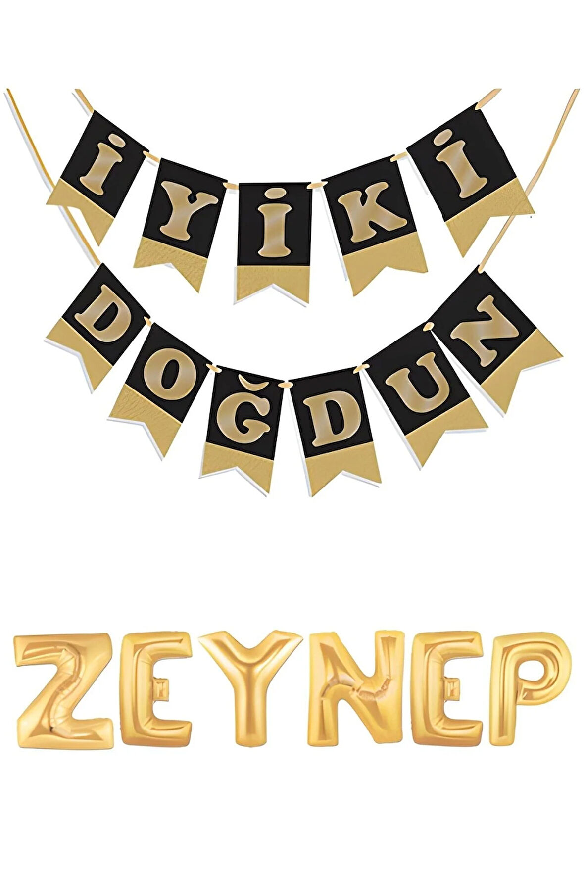 Doğum Günü Zeynep Altın Harf Folyo Balon Set