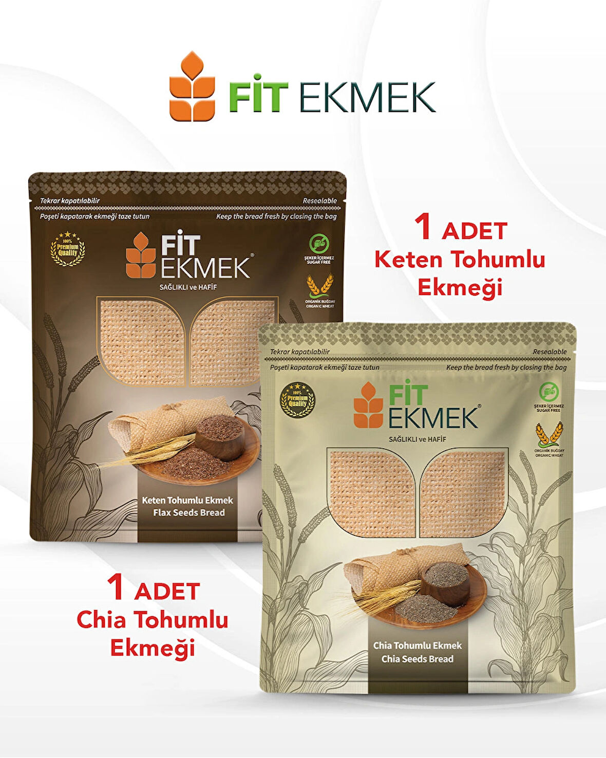 fit Chia Lavaş Ekmeği 300gr ve Keten Tohumlu Lavaş Ekmeği 300gr 