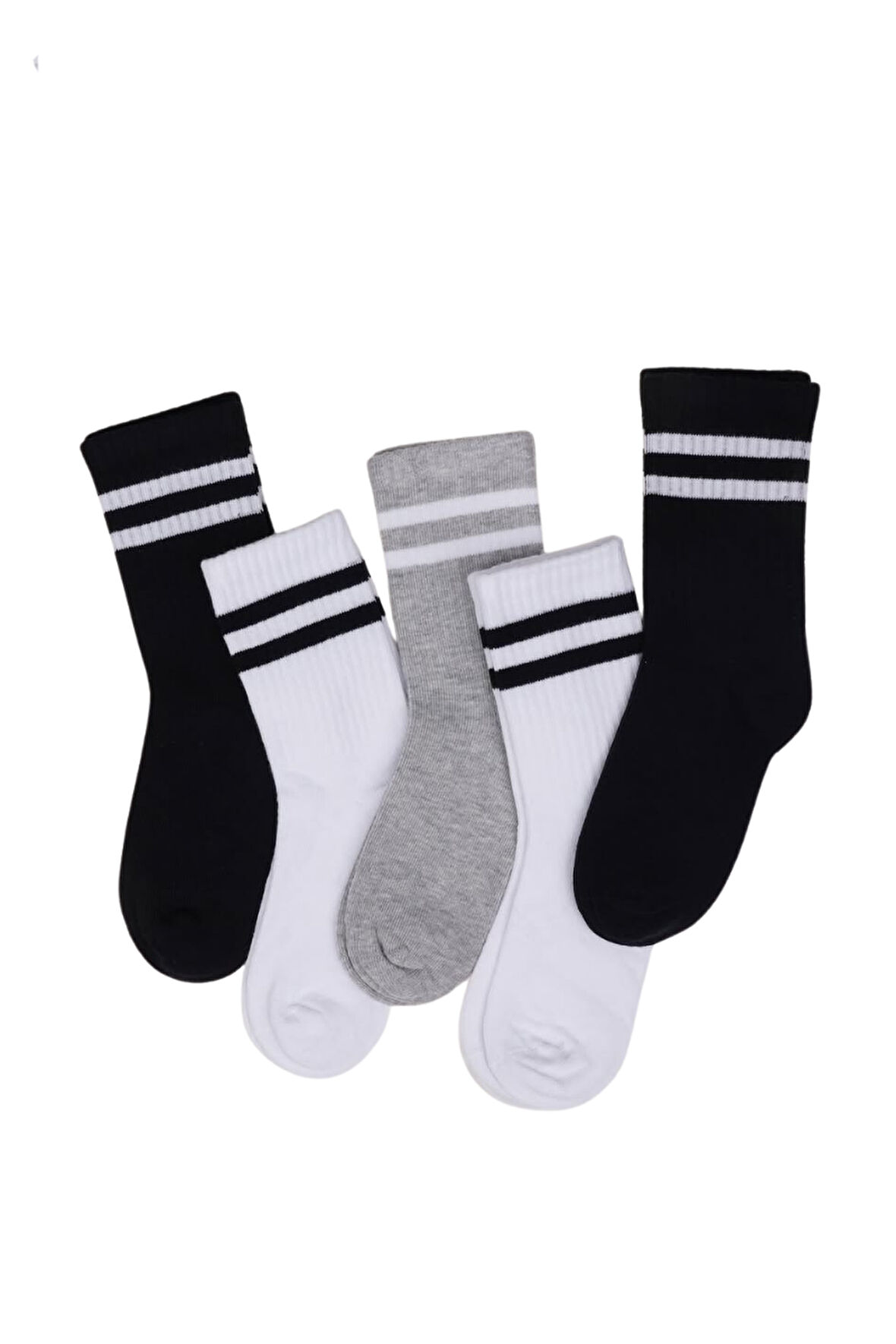 Çocuk Çorap Soket 3 Çift Unisex Beyaz-Siyah-Gri