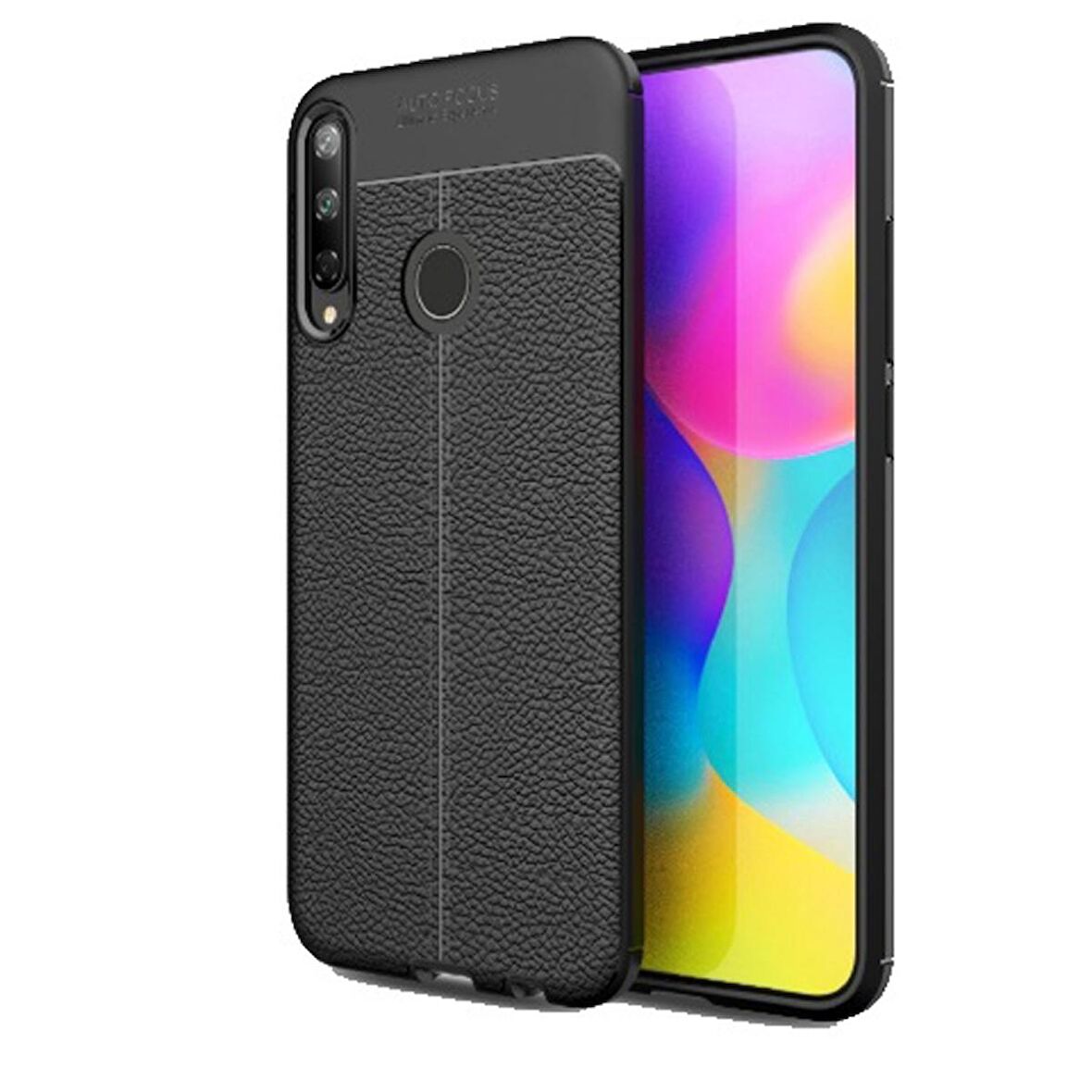 Gpack Huawei P40 Lite E Kılıf Niss Silikon Deri GörünümlüNano Glass