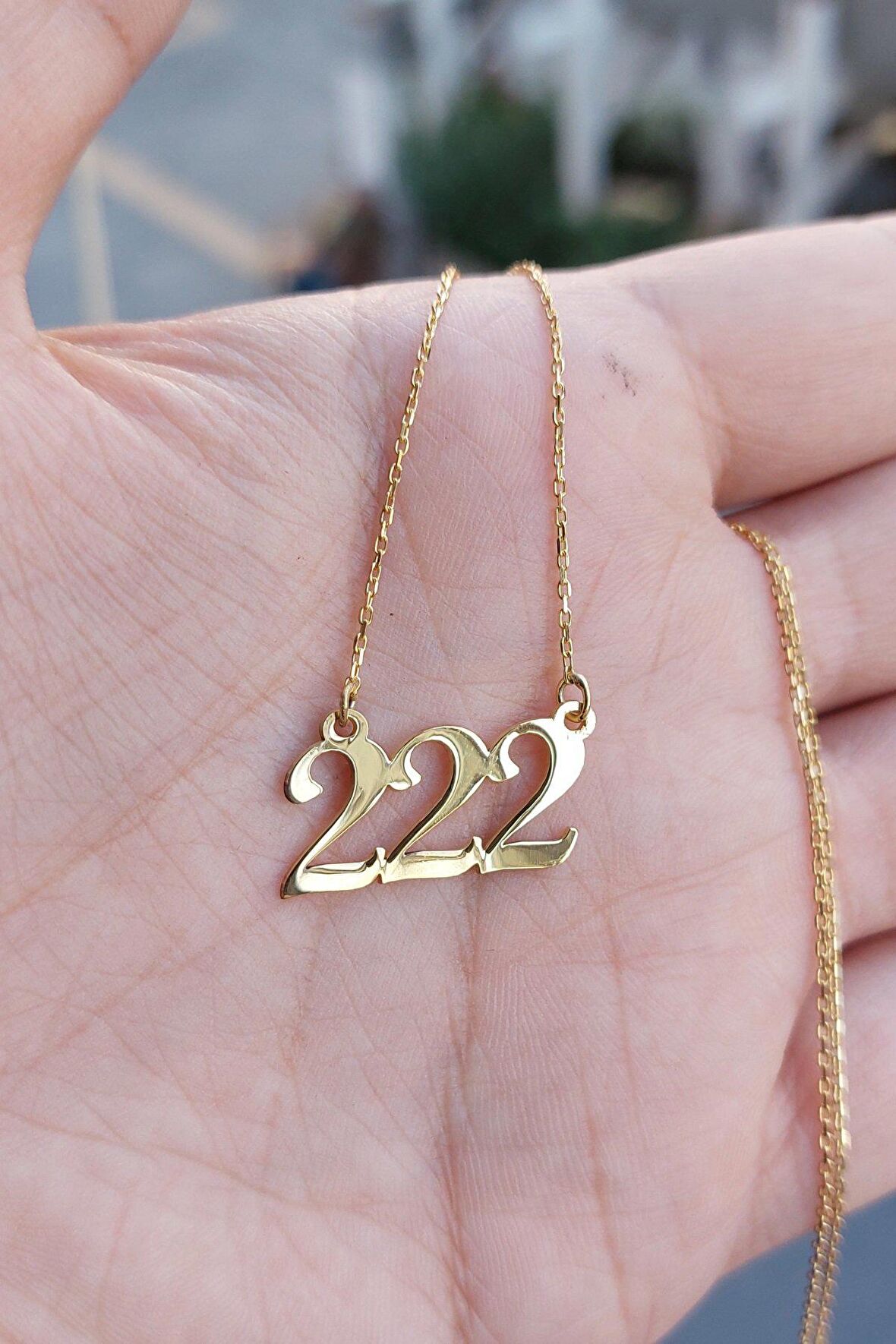 925 Ayar Gümüş 24 Ayar Altın Kaplama Sayı Kolye