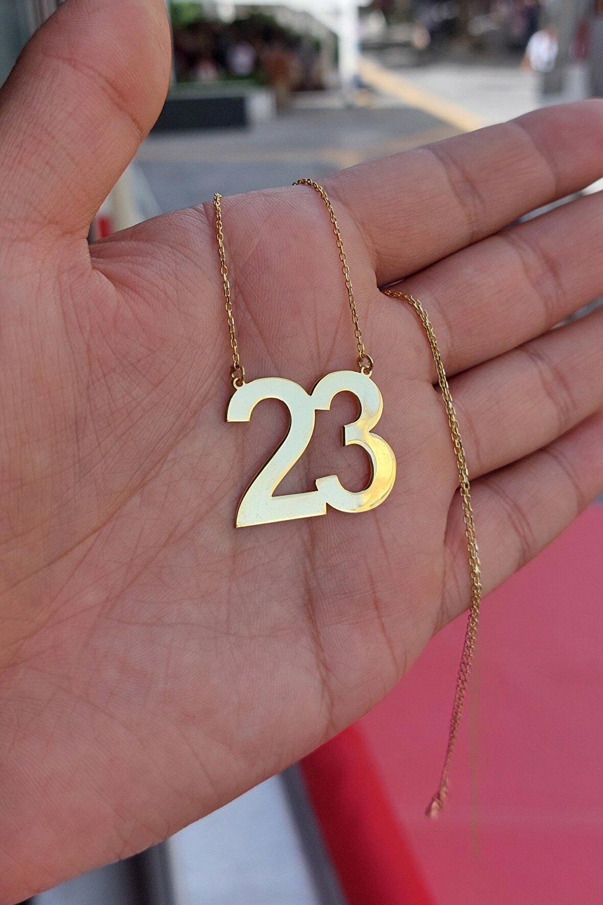 925 Ayar Gümüş 24 Ayar Altın Kaplama Sayı Kolye