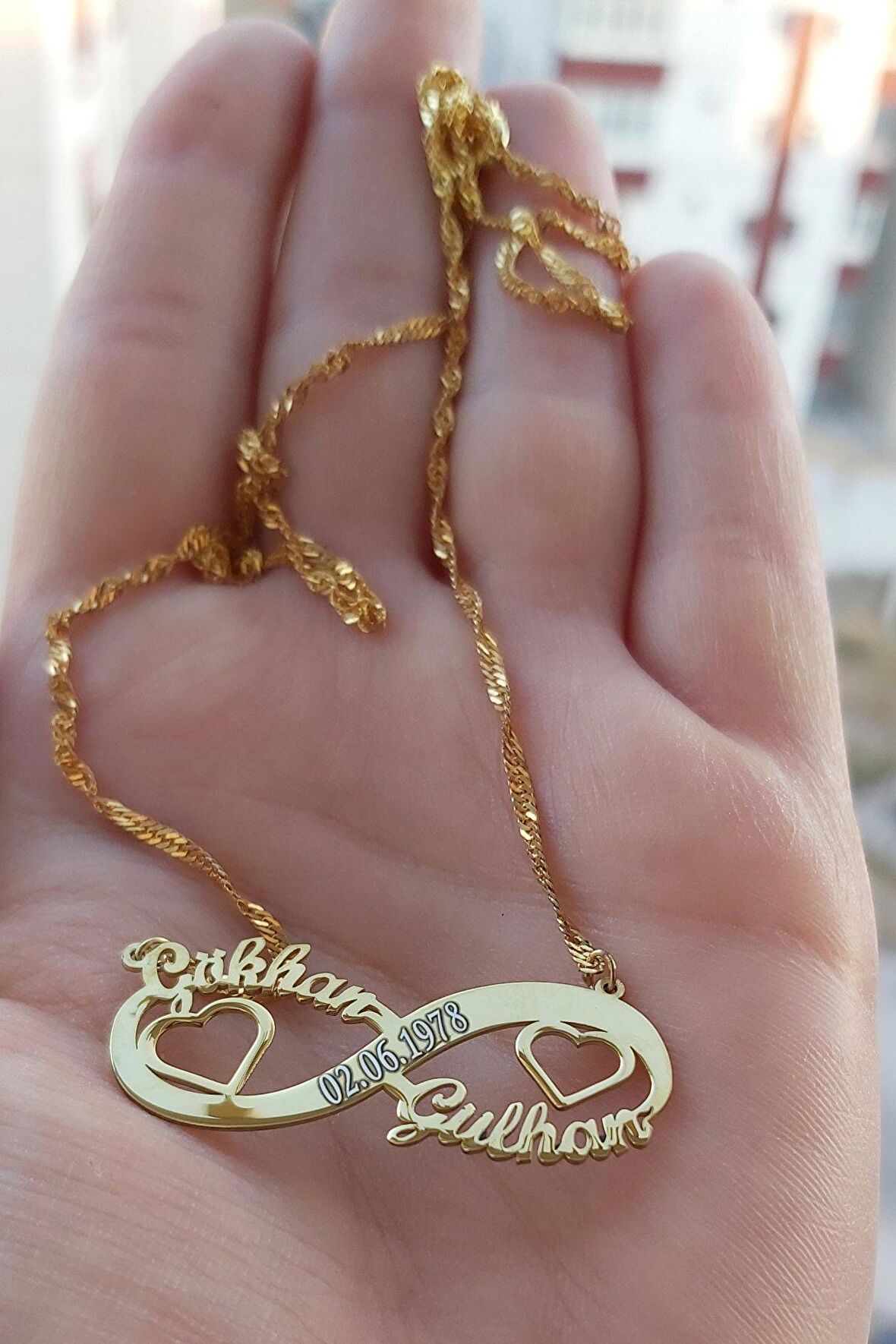 925 Ayar Gümüş 24 Ayar Altın Kaplama Sonsuzluk Kolye