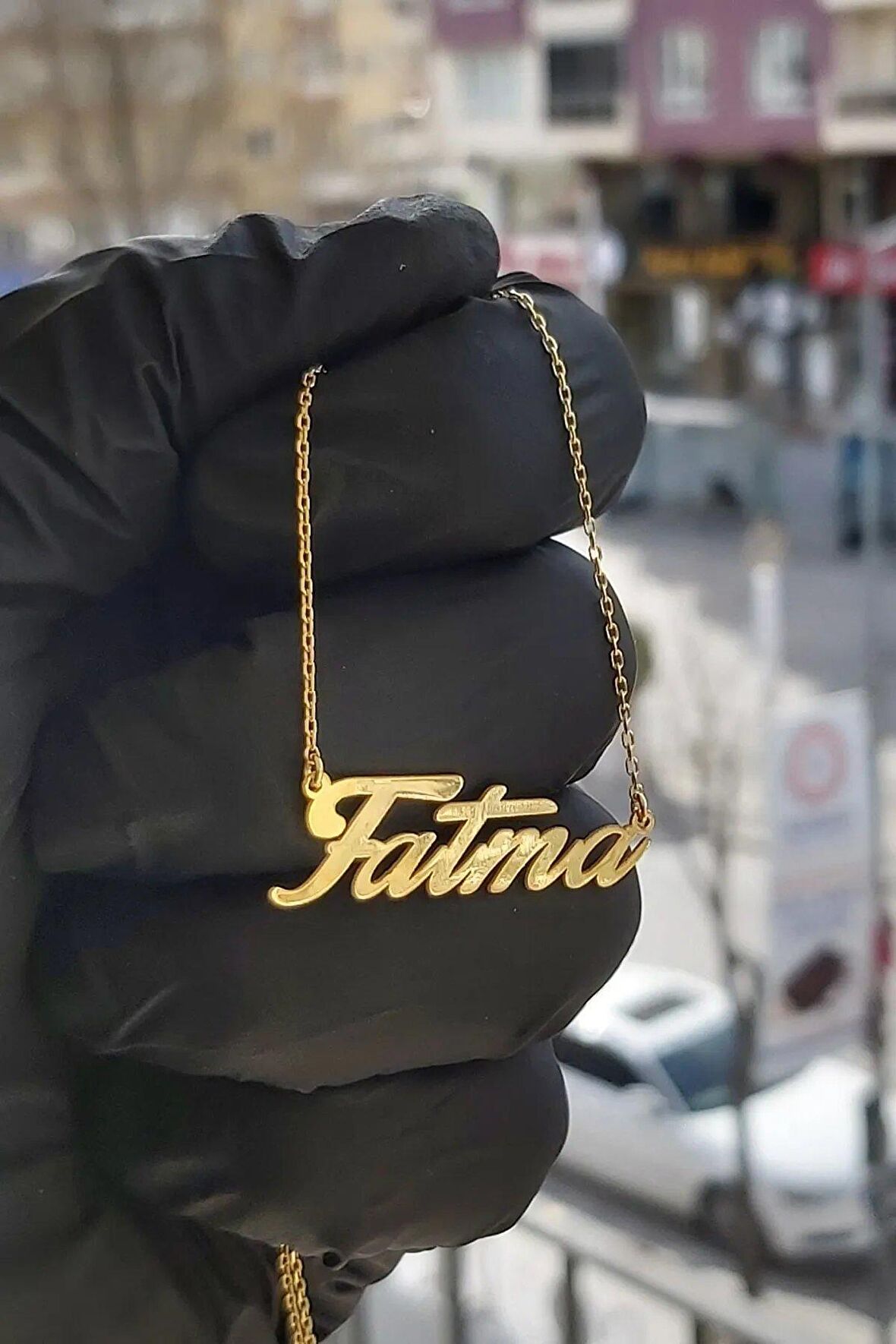 925 Ayar Gümüş 24 Ayar Altın Kaplama Isimli Kolye