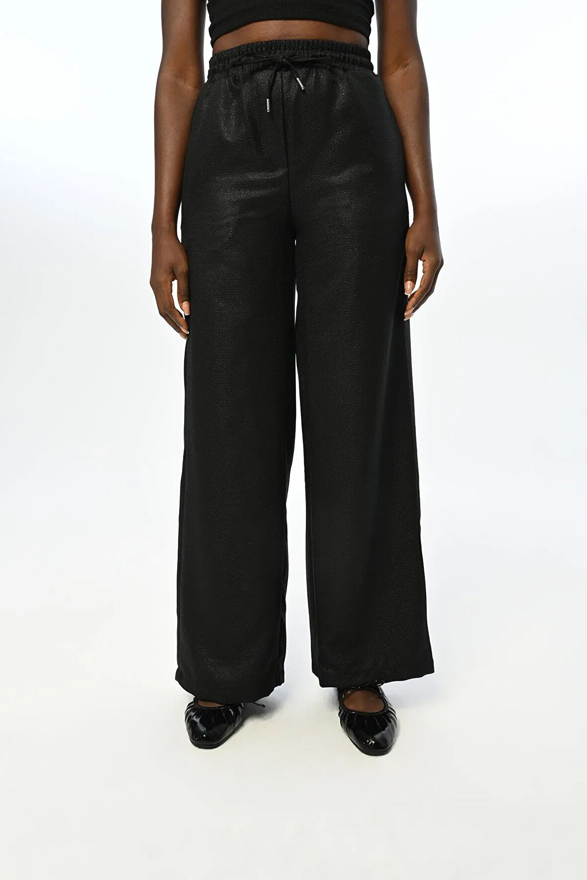 KADIN BELİ LASTİKLİ BOL PAÇA SİMLİ PANTOLON