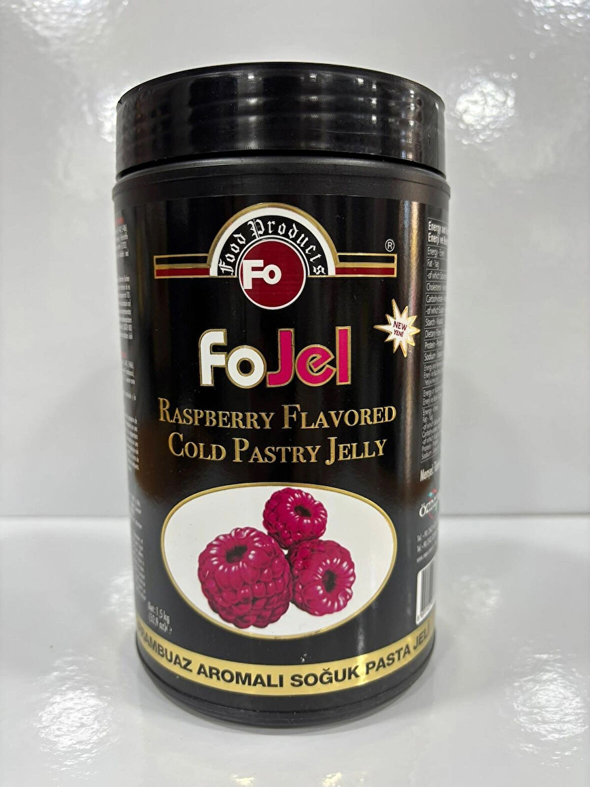 FO Frambuaz Aromalı Bitkisel Dekoratif Soğuk Pasta Jeli 1.5 Kg (TRİLEÇE SOSU)