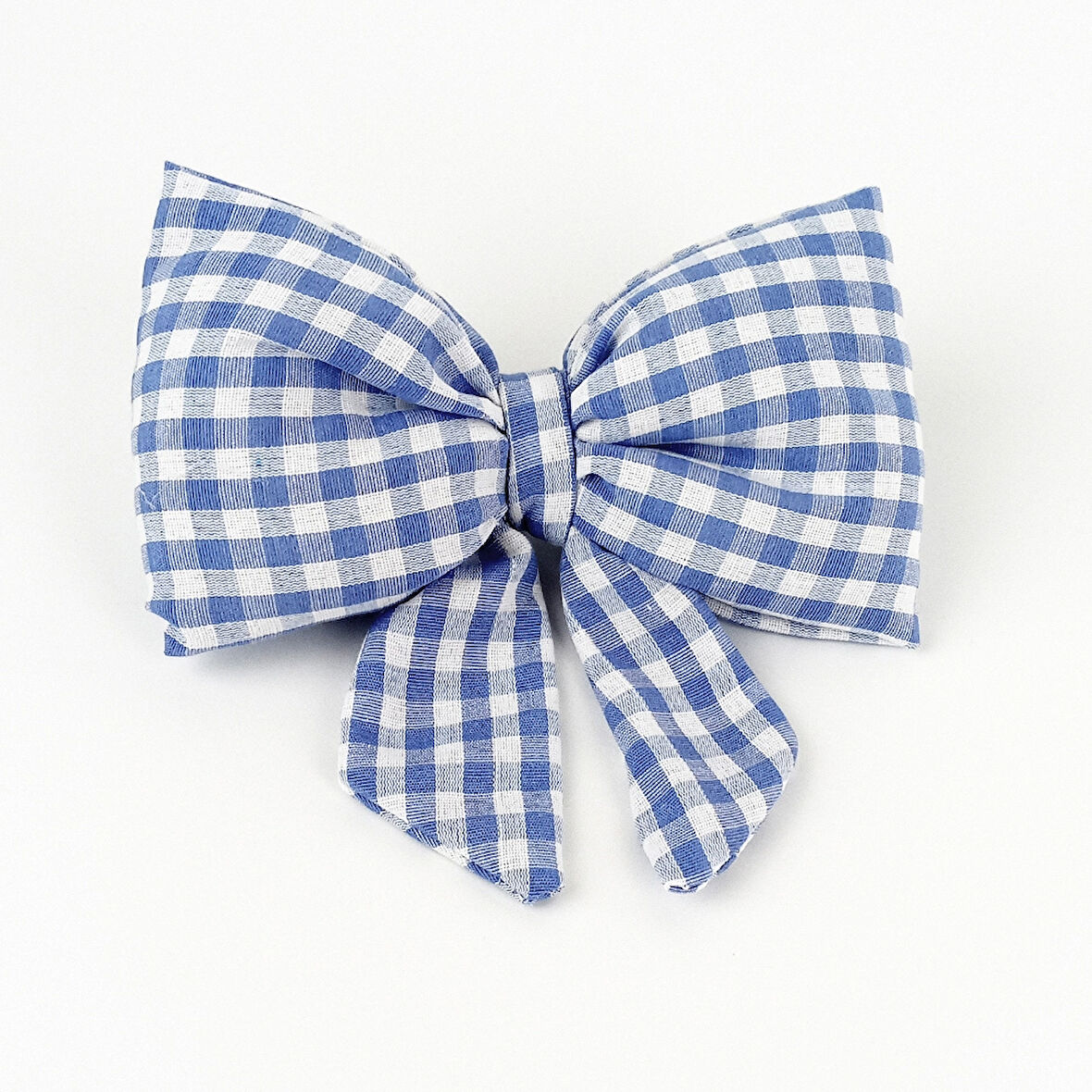 Woodycord  İçi Dolgulu Büyük Boy Mavi Beyaz Pötikare Fiyonk Otomatik Toka - Bow toka