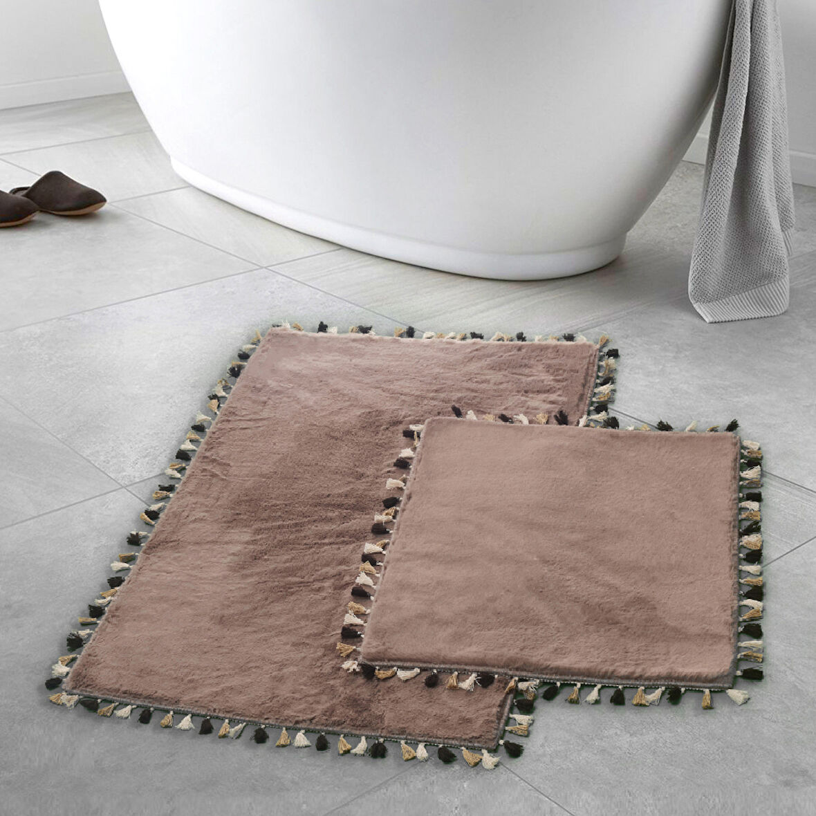 Alanur Home Tokyo Süpersoft Saçaklı 2 Li Banyo Paspası