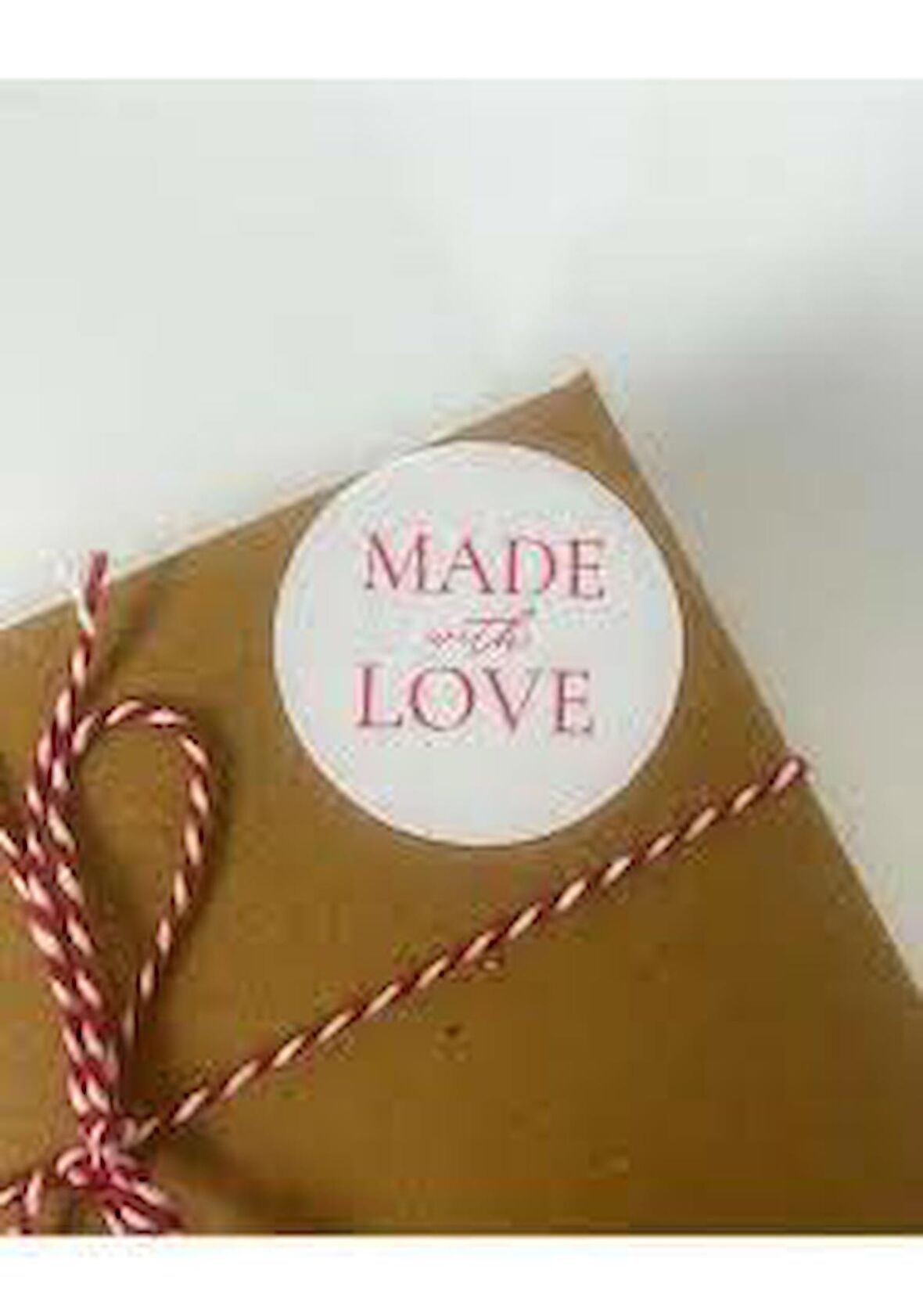 Made With Love 4 cm Yuvarlak Yapışkanlı Sticker 120 Adet
