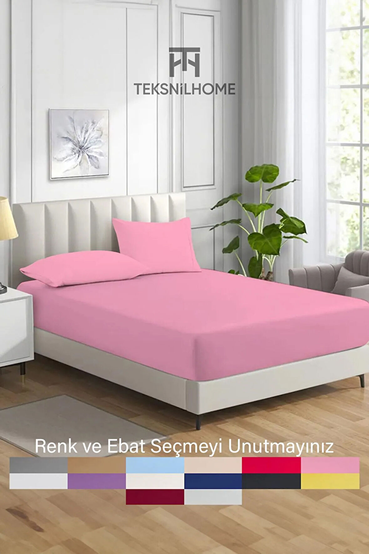 | Ranforce | Pamuklu Tek / Çift Kişilik Pembe Lastikli Çarşaf | 14 Renk | Fıtted |