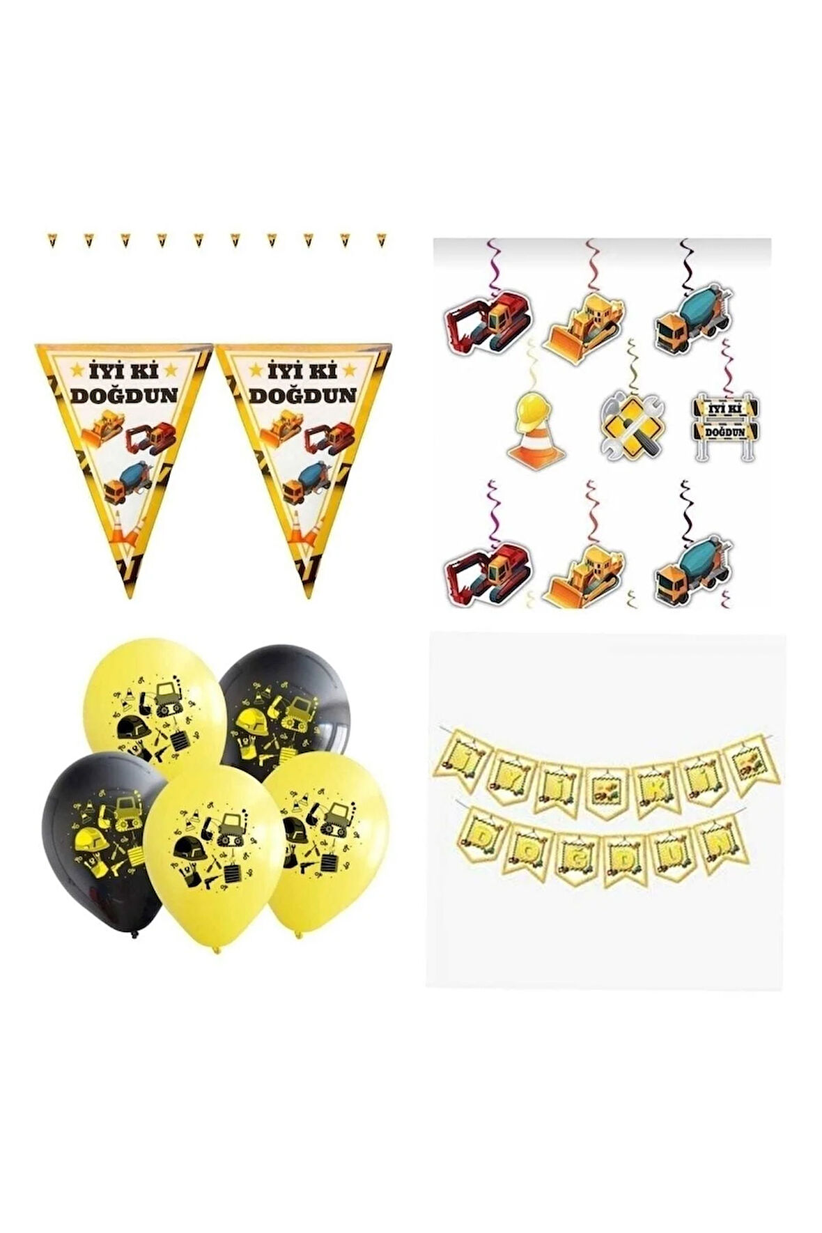 Iş Makinaları Inşaat Temalı Süsleme