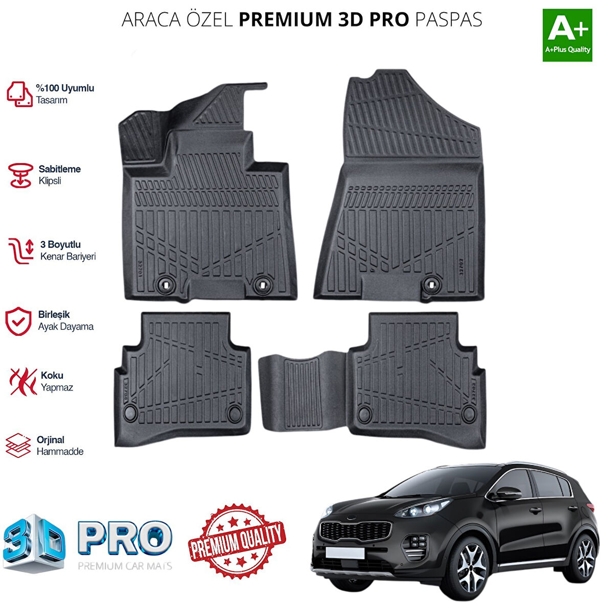 SPORTAGE ARACA ÖZEL 3D PASPAS 2016 2017 2018 2019 2020 2021