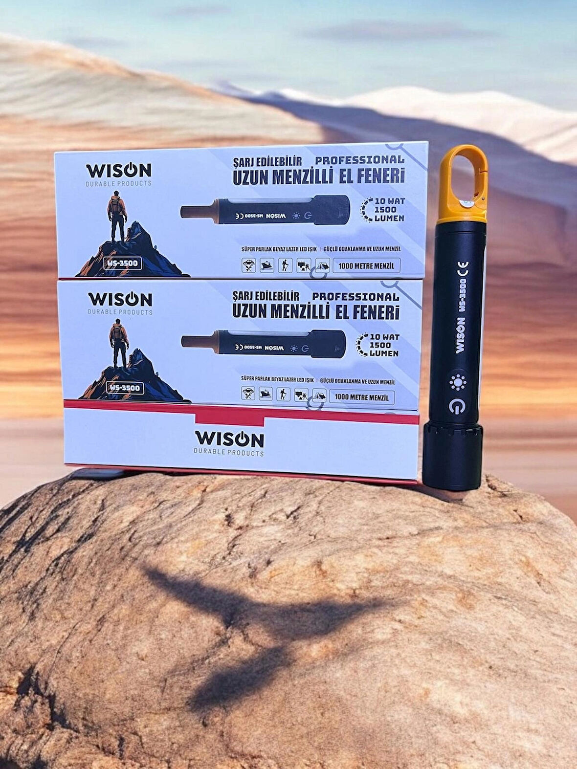 Wison Ws-3500 1500 Lümen 10 watt Şarj Edilebilir Profesyonel Fener Siyah
