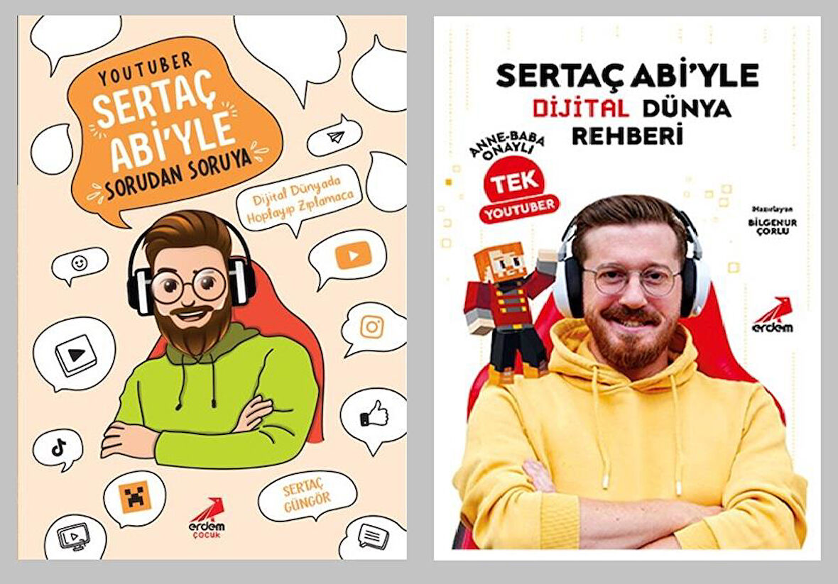 YouTuber Sertaç Abi Seti 2 Kitap (YouTuber Sertaç Abiyle Sorudan Soruya + Abiyle Dijital Dünya Rehberi Anne Baba Onaylı Tek YouTuber)