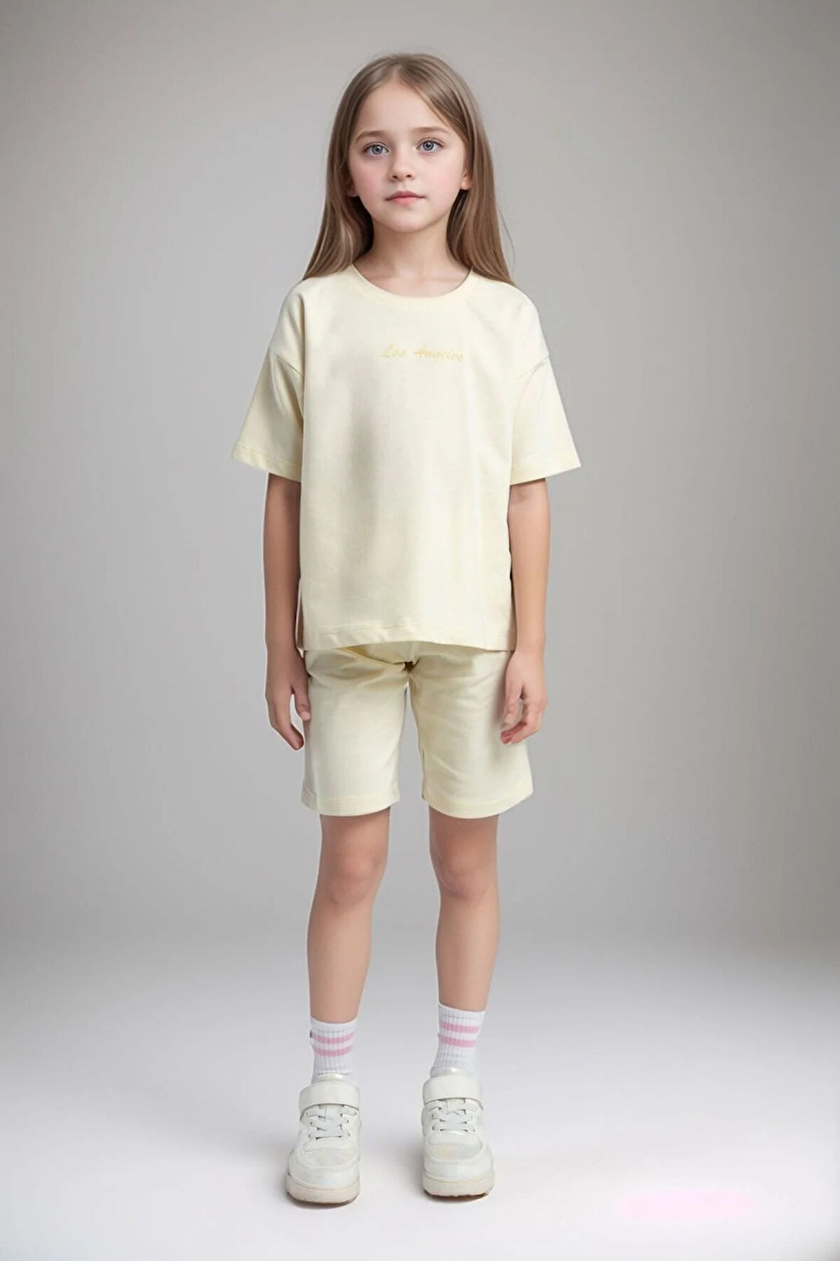 Kız Çocuk Giyim Limon %100 Pamuk T-Shirt & Şort İkili Takım LL.P01.O2.L01.006