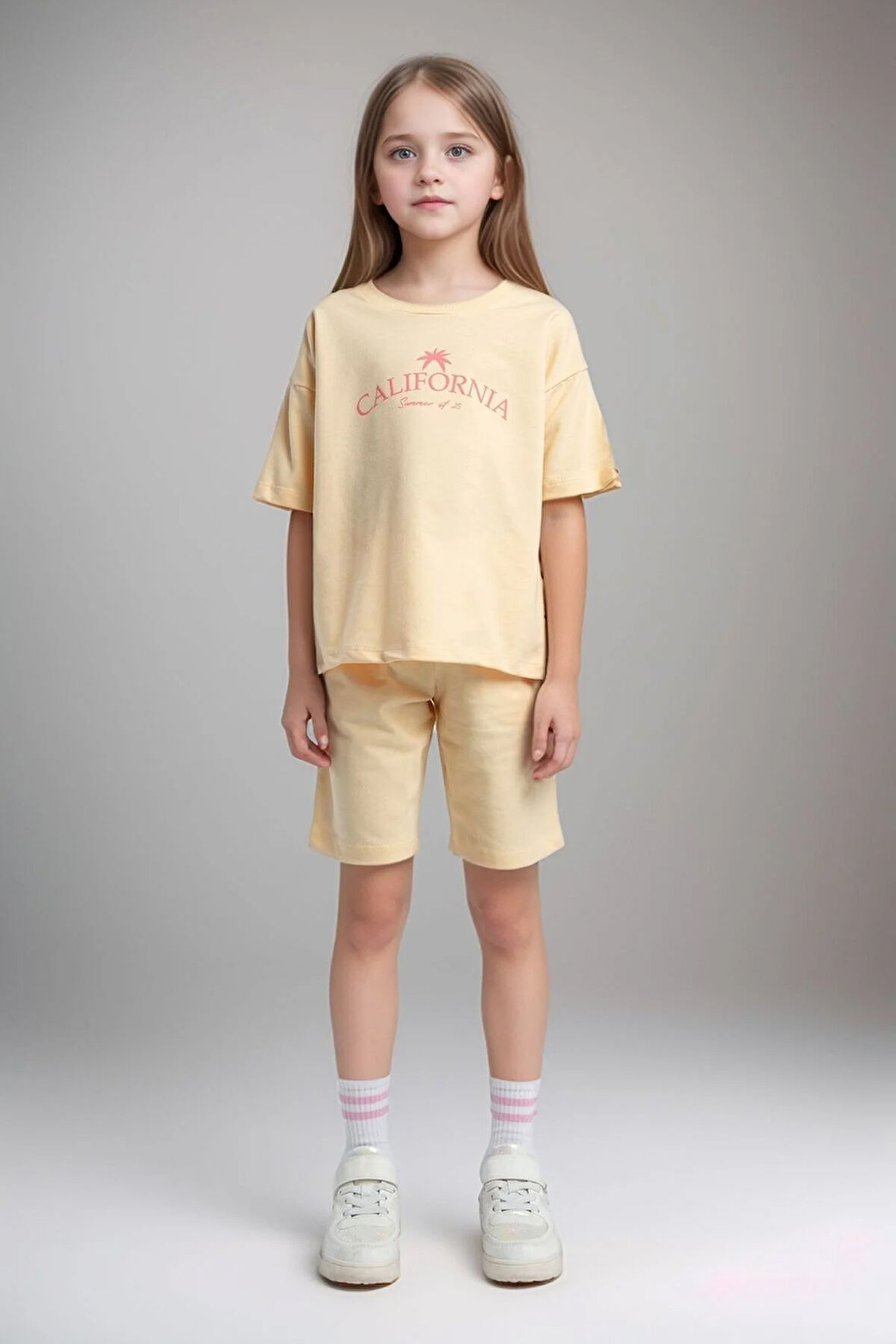 Kız Çocuk Giyim %100 Pamuk T-Shirt & Şort İkili Takım LL.P01.O2.L01.007