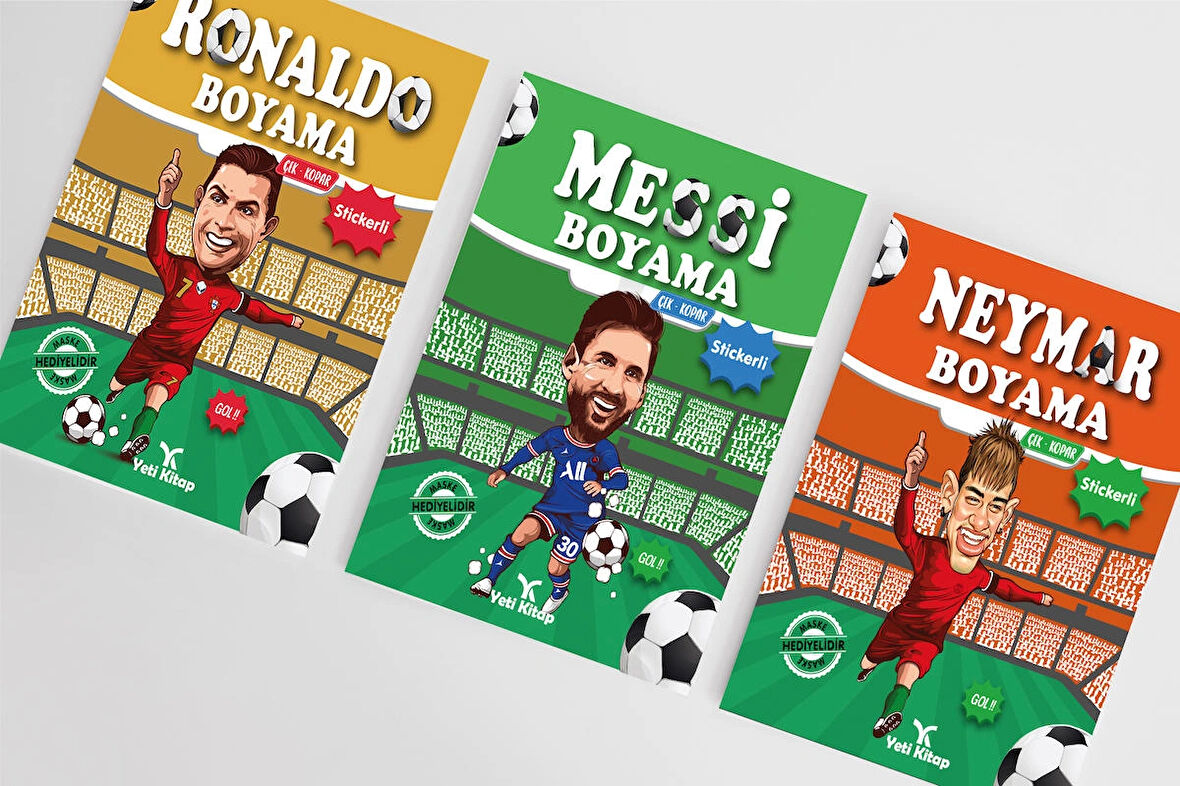 Futbolcu Boyama Kitapları(Ronaldo,Messi,Neymar) 3 KİTAP