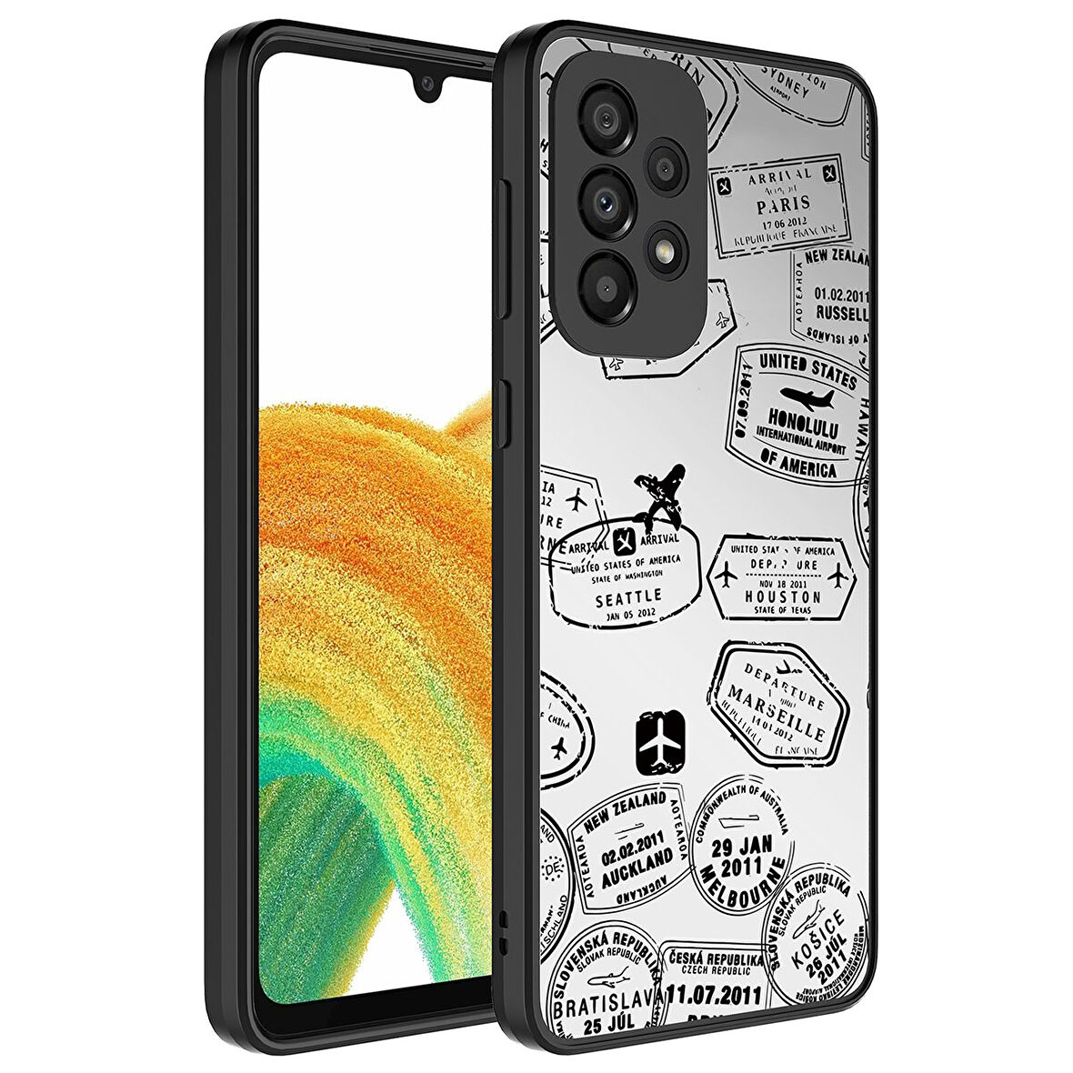 Samsung Galaxy A73 Kılıf Aynalı Desenli Kamera Korumalı Parlak  Mirror Kapak