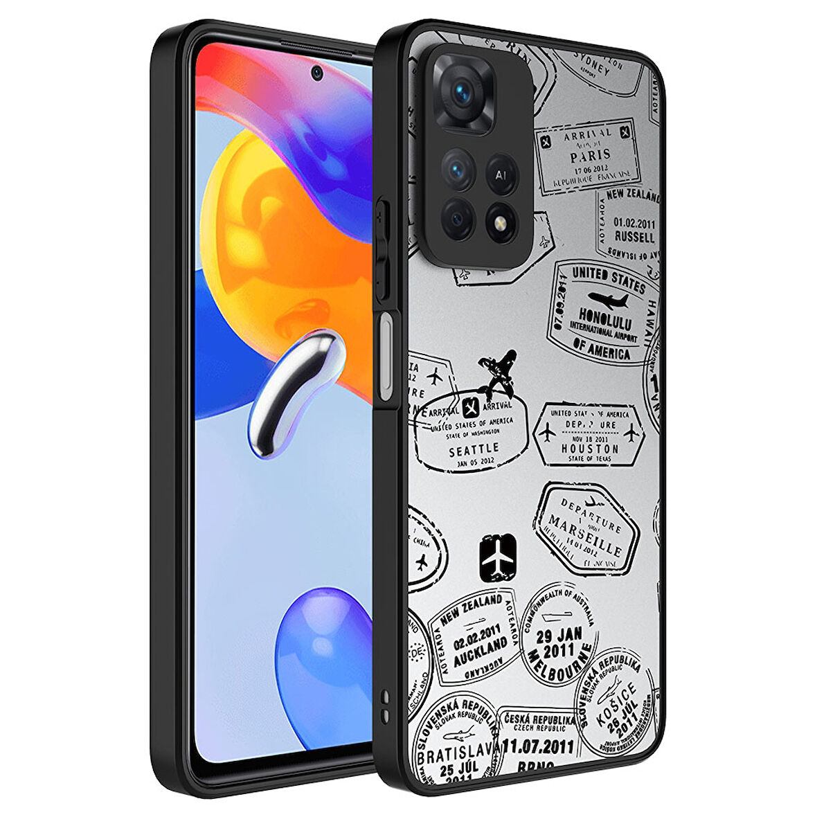 Xiaomi Redmi Note 11 Pro 5G Kılıf Aynalı Desenli Kamera Korumalı Parlak  Mirror Kapak