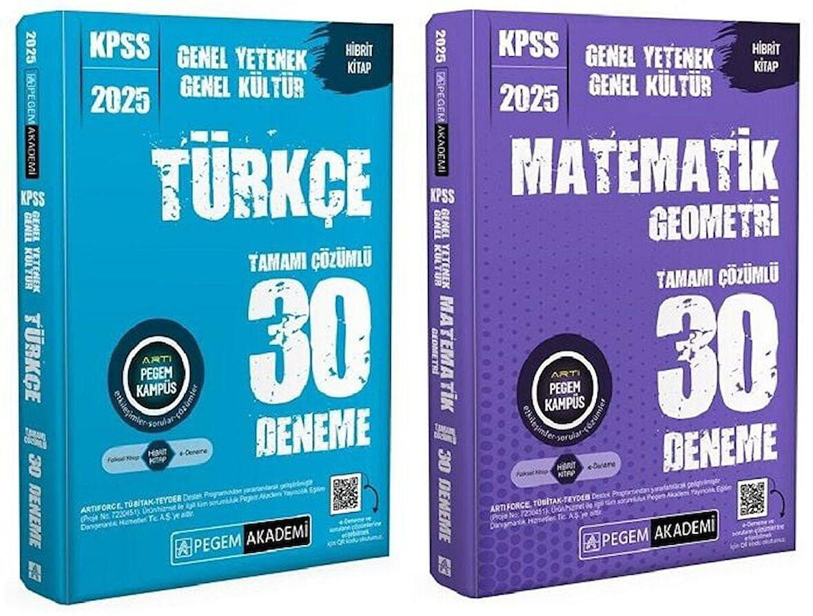 Pegem 2025 KPSS Türkçe+Matematik 60 Deneme 2 li Set Pegem Akademi Yayınları