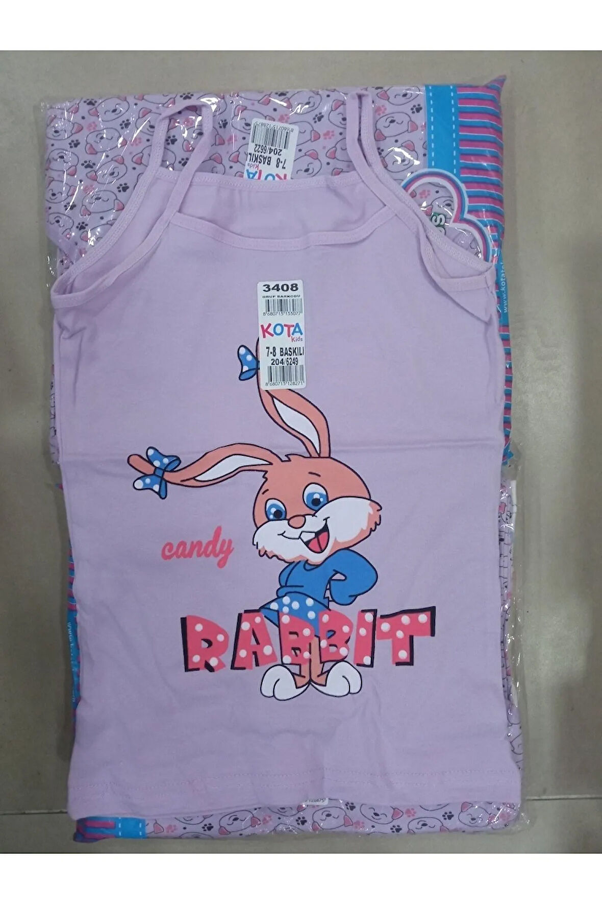 3408 Kız Ip Askılı Baskılı Atlet 6lı