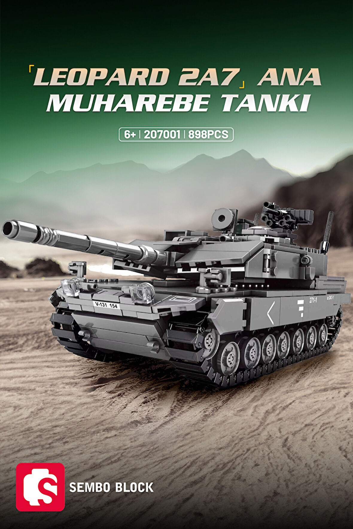 Sembo Block Leopard 2A7+ Ana Muharebe Tankı 898 Parça yapı Blokları Legoile uyumlu