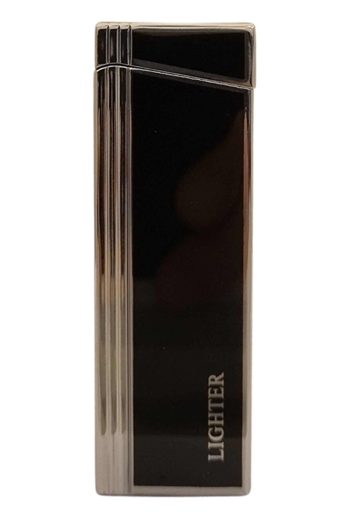 Gümüş - Siyah Tek Torch Pürmüz Metal Puro Çakmağı